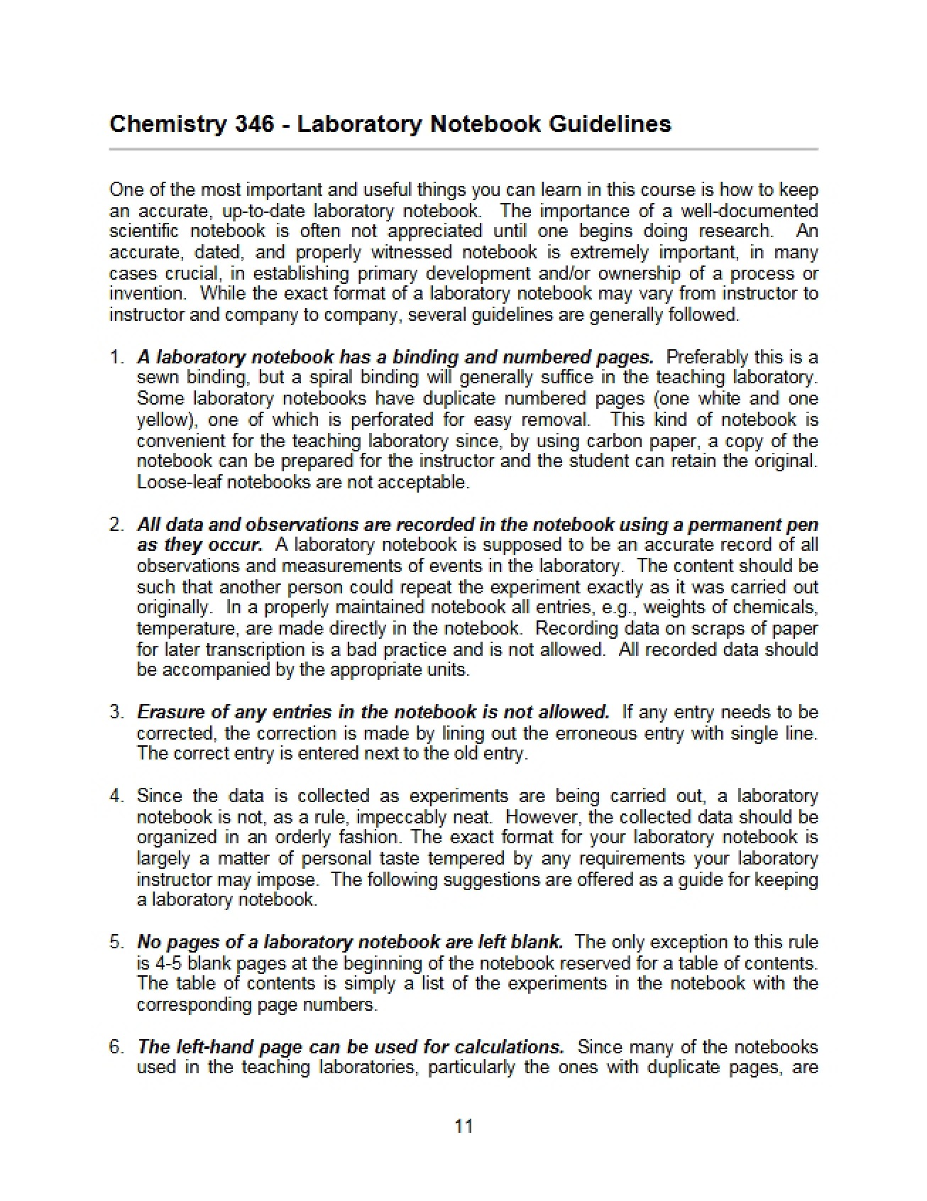 Lab Notebook Guidelines (Chem 346)