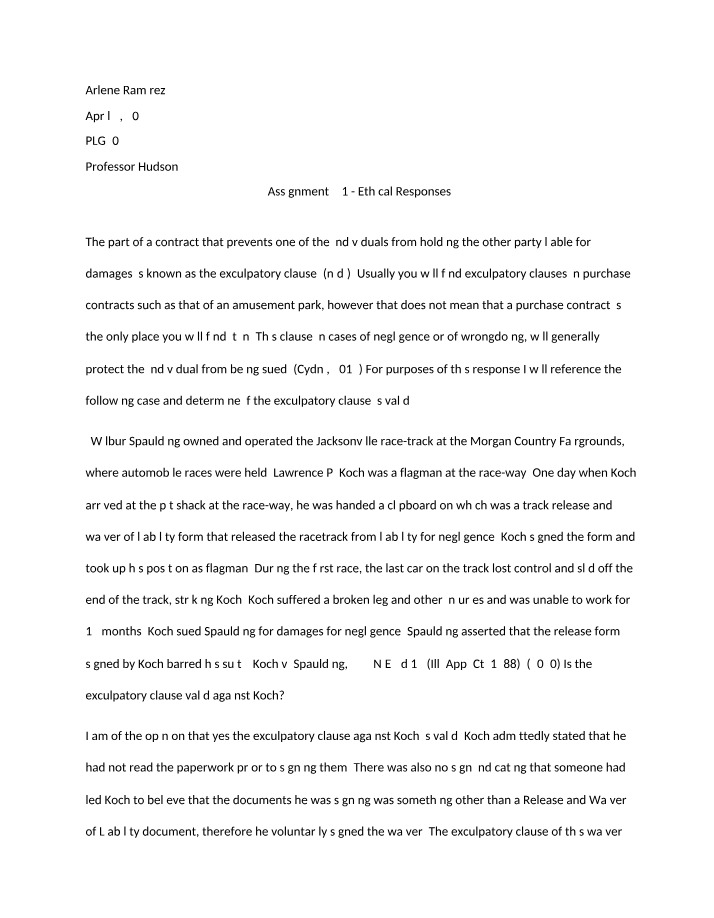 Ethical Responses Assignment 4.1