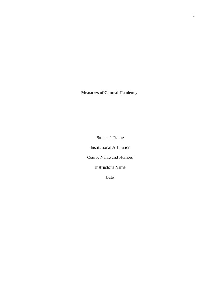 Notes on Measures of Central Tendency