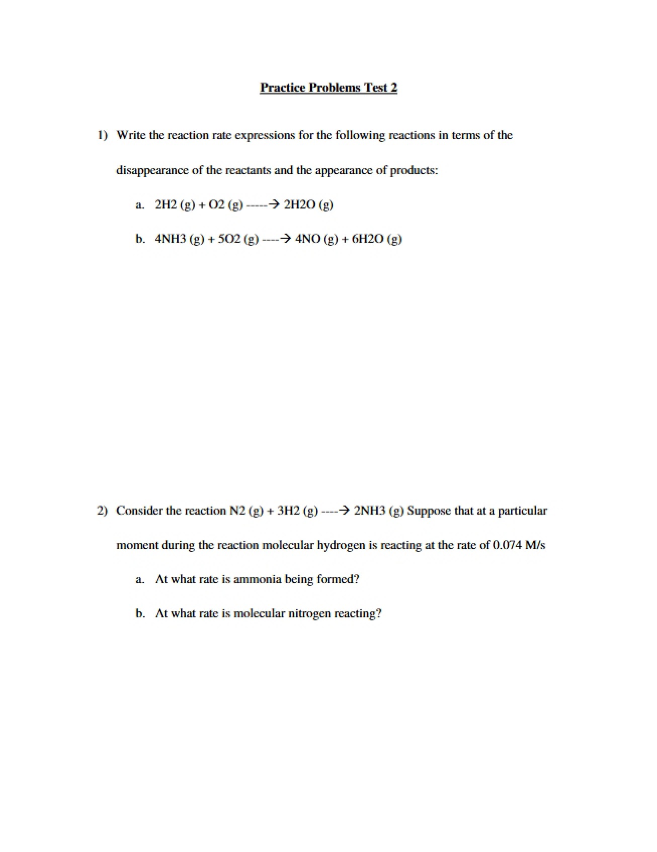 Test Two Practice Question Set