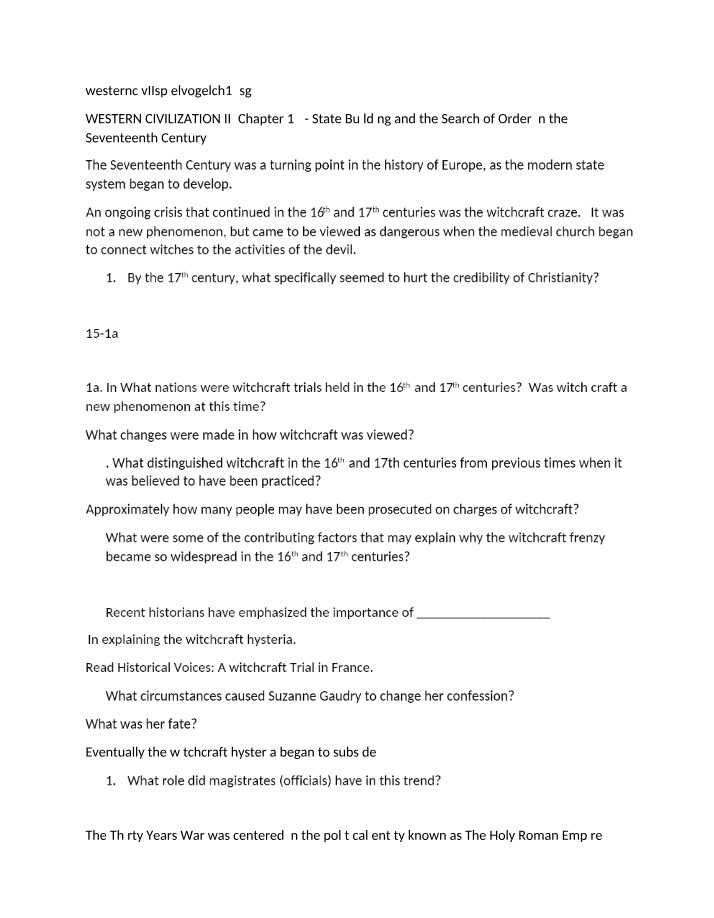Western Civ II - Spielvogel Chapter 15 Study Guide