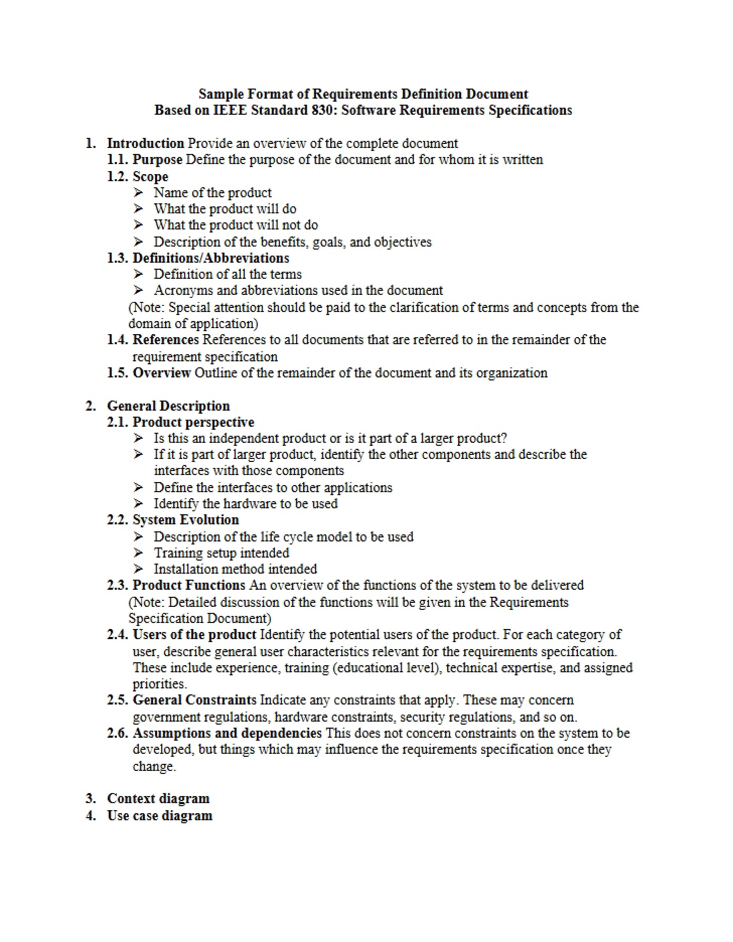 Requirements Definition Document Template Example