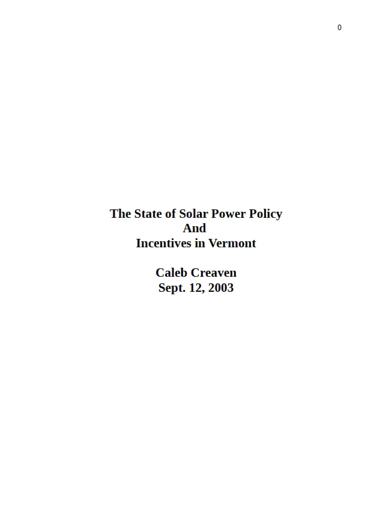 Solar Power Policy and Incentives in Vermont