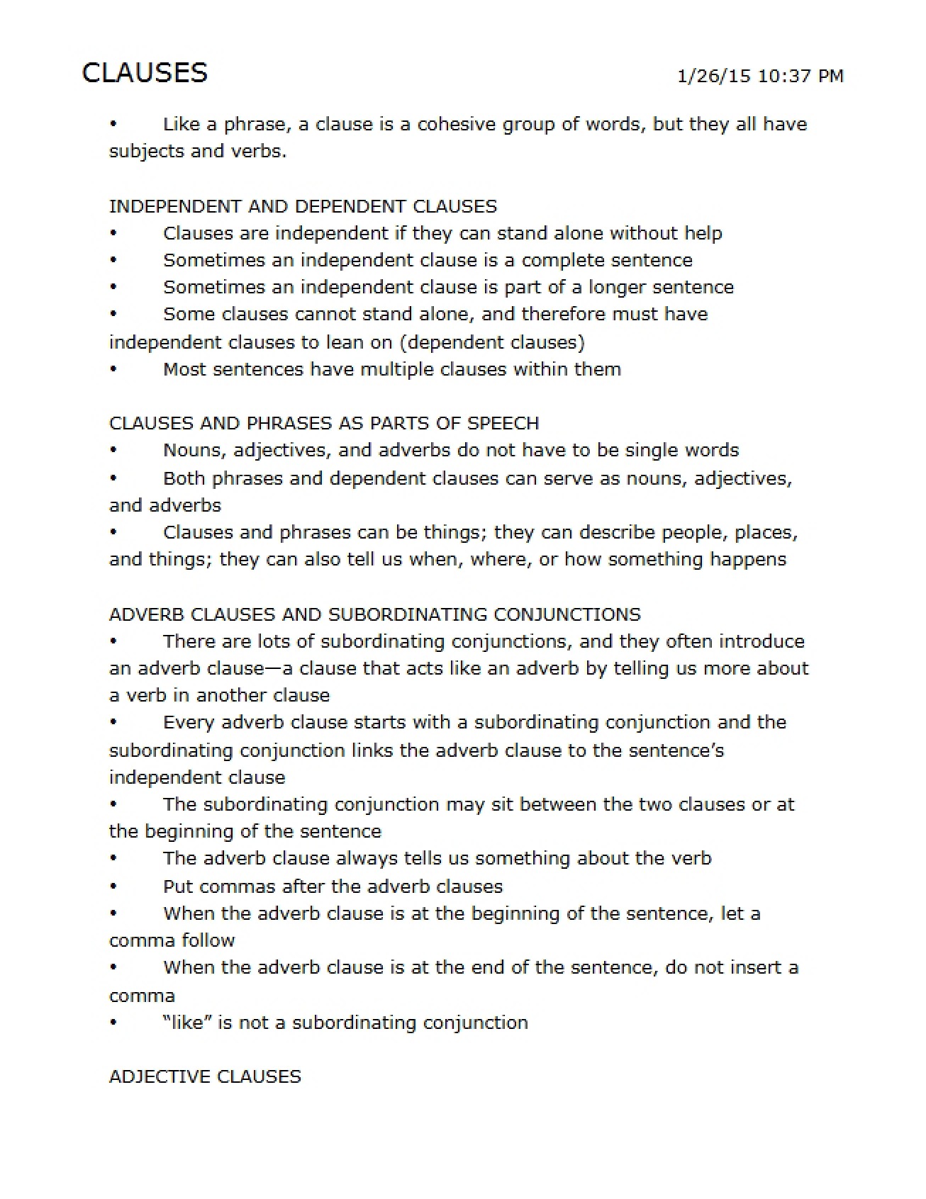 Grammar Clauses
