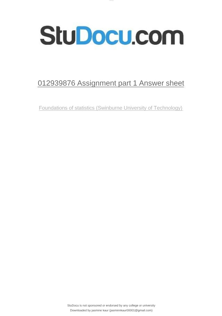 Answer Sheet - Foundations of Statistics Assignment Part 1