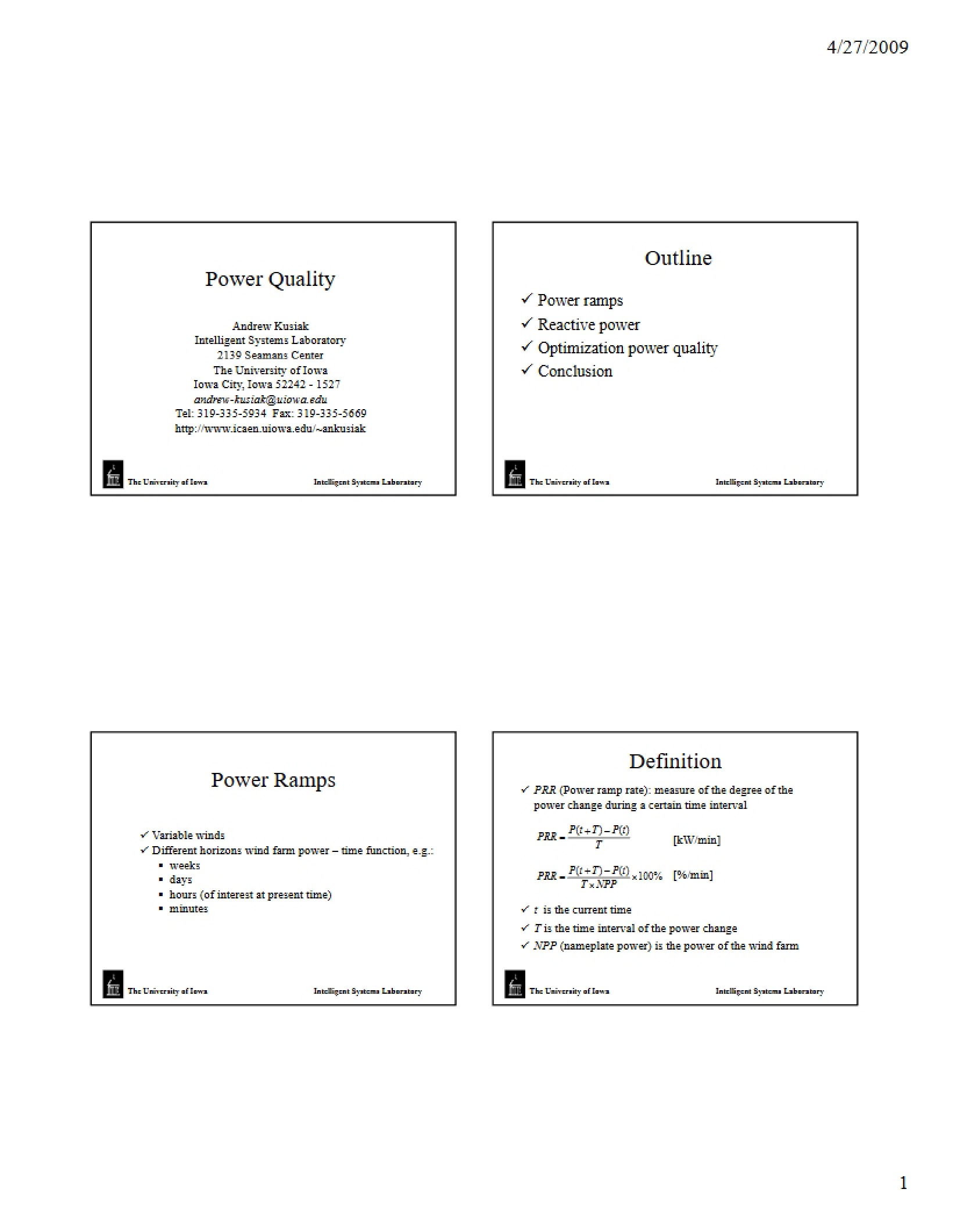 Lecture on Power Quality
