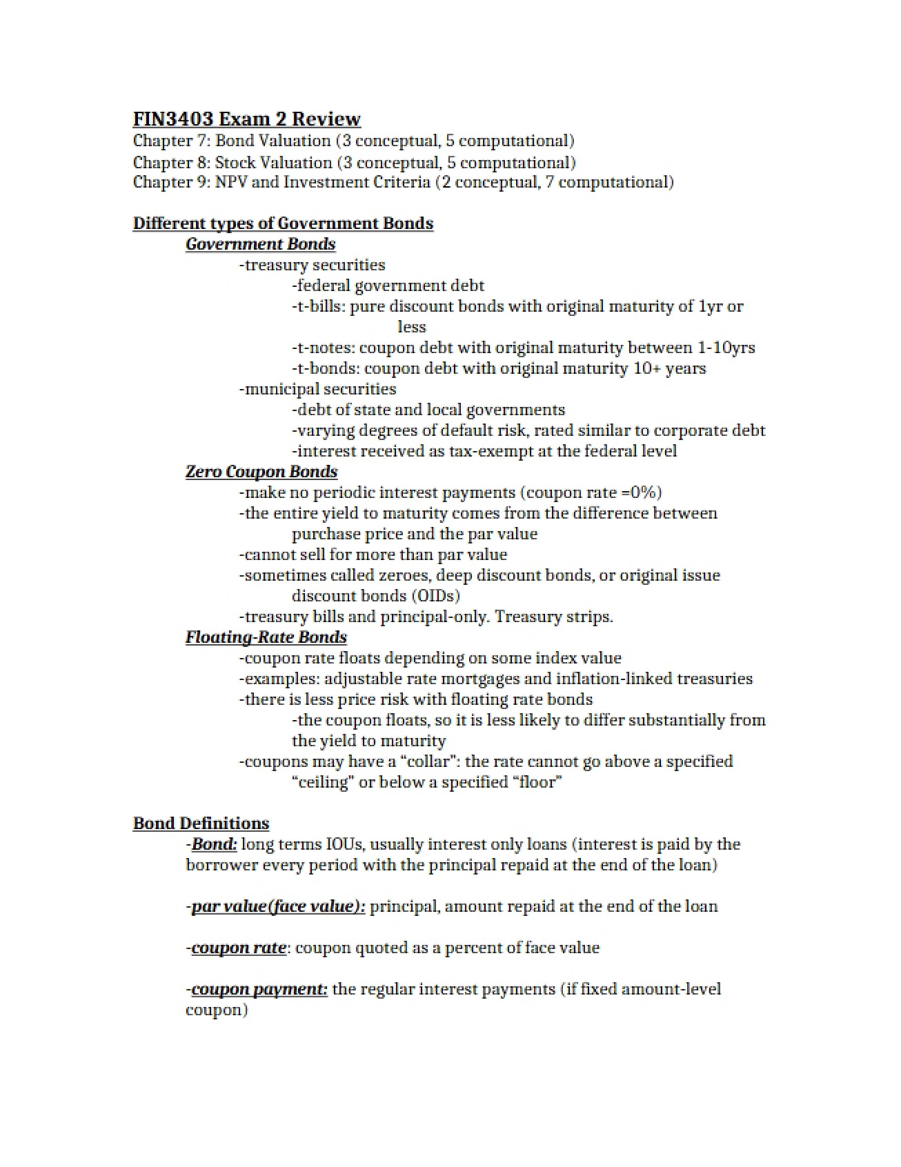 Preparation Review for the Second Exam