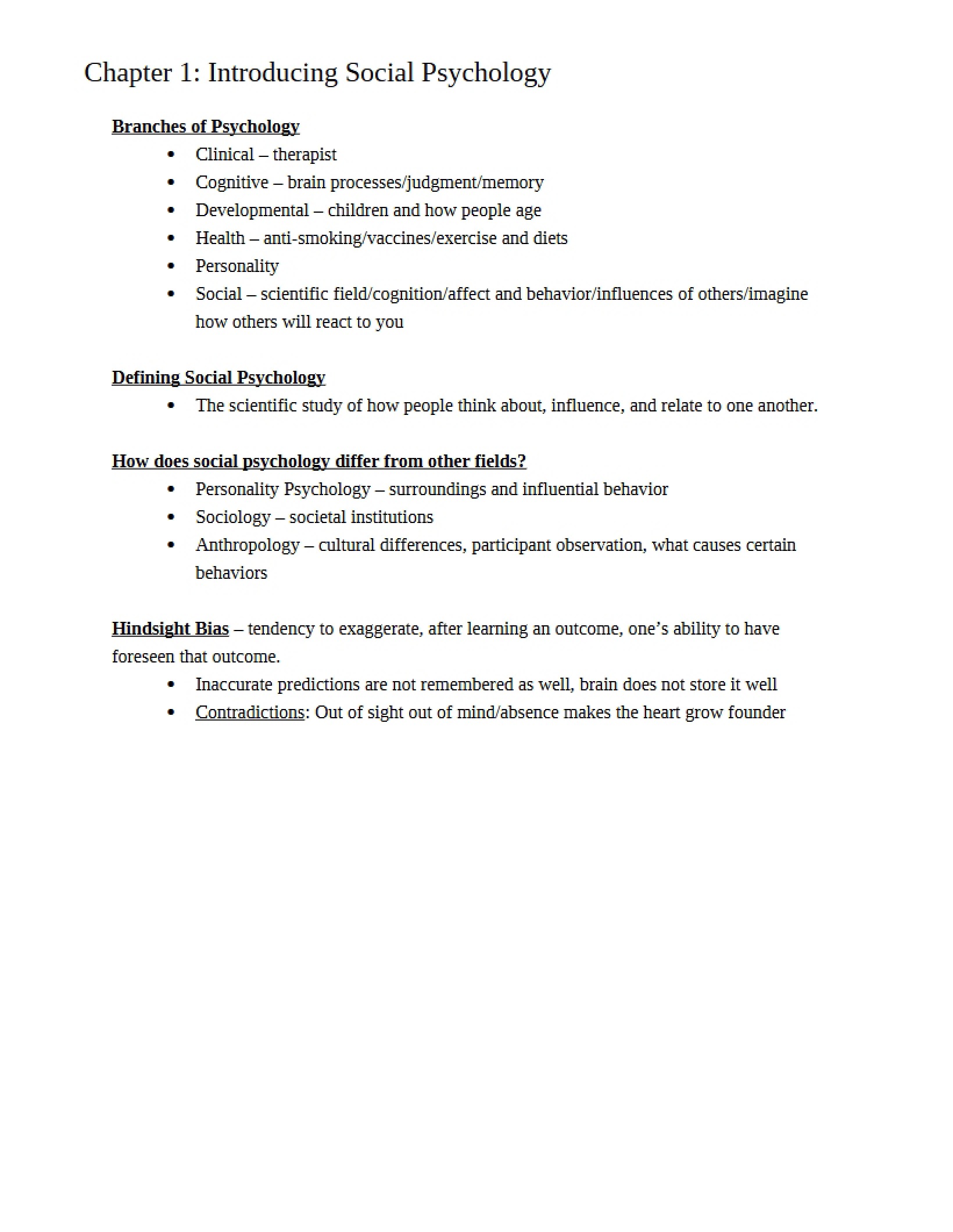 Introduction to Social Psych (Ch. 1)