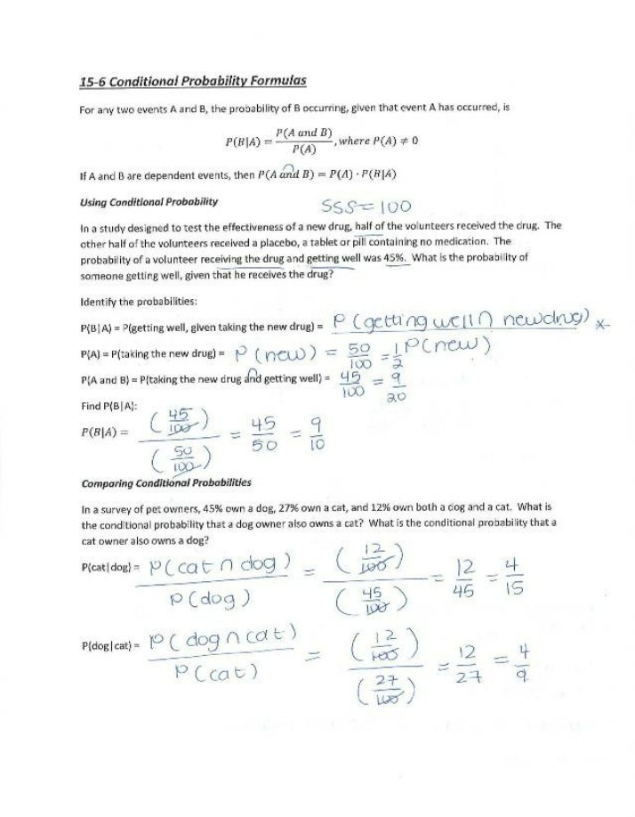 Section 15.6 - Conditional Probability Formulas