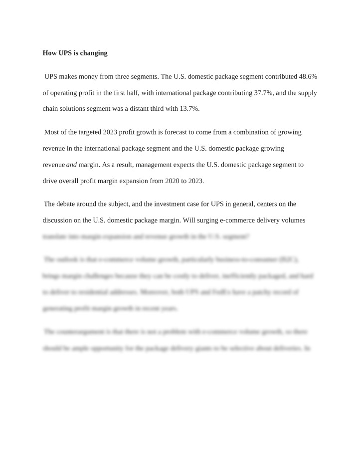 Changes at UPS