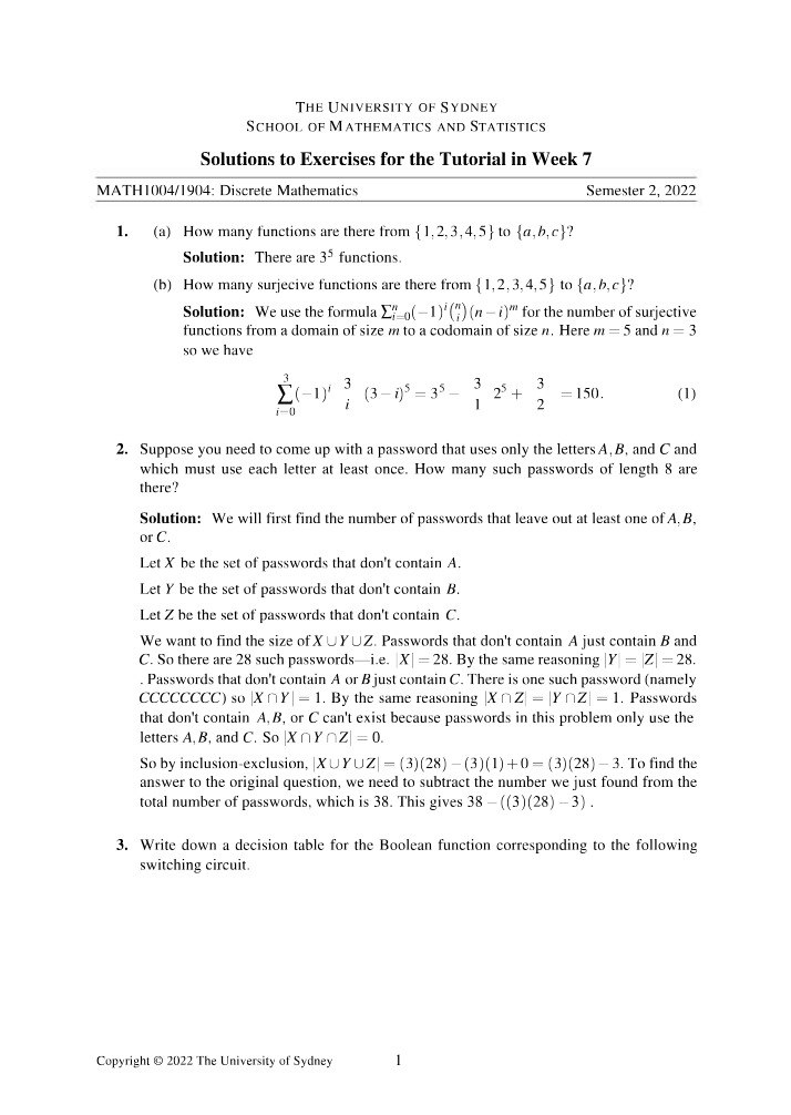 Week 7 Tutorial Solutions