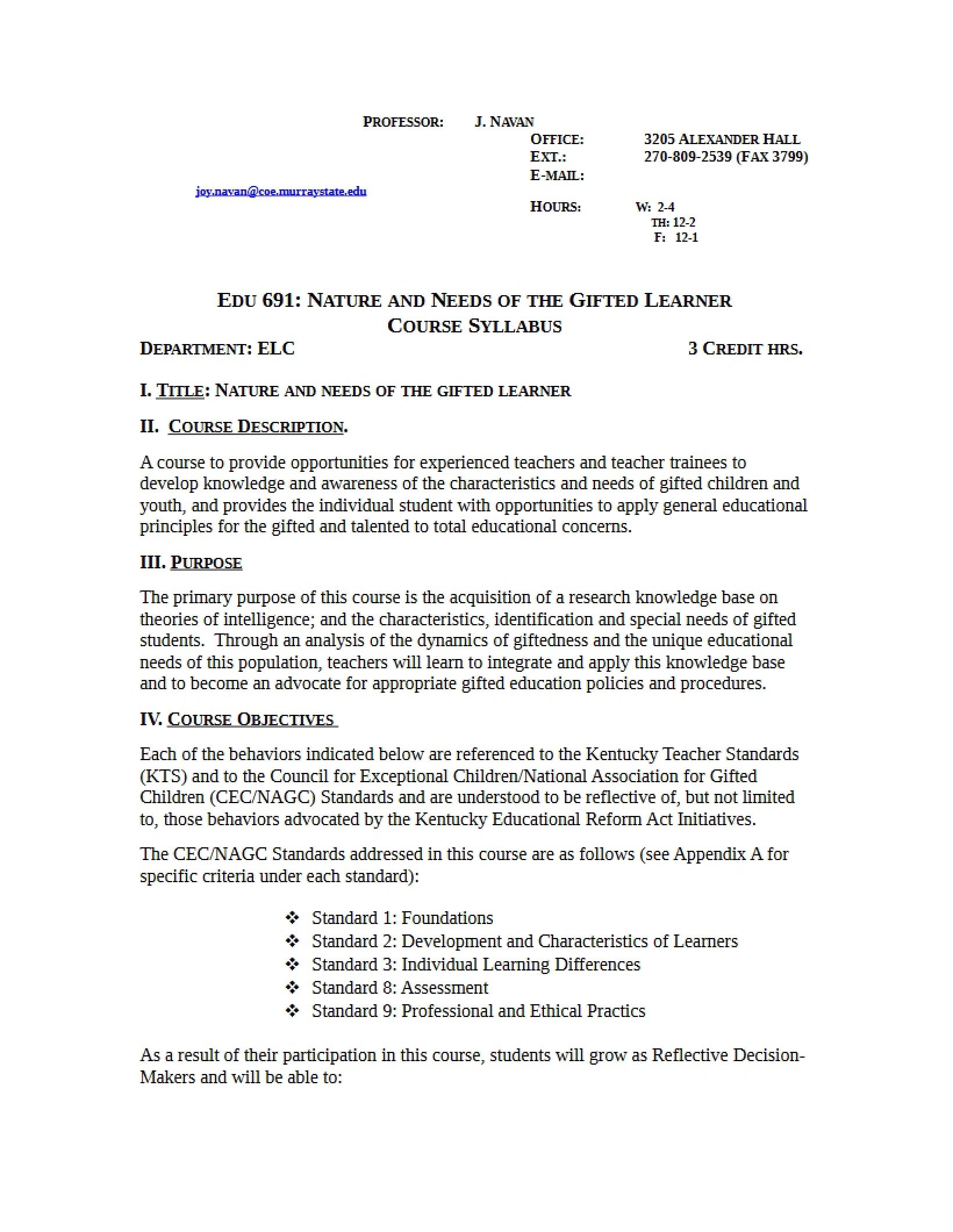 Syllabus - 6 Pages