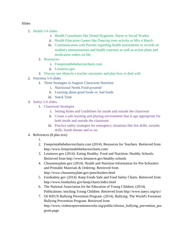 Strategies for Classroom Health, Nutrition, and Safety