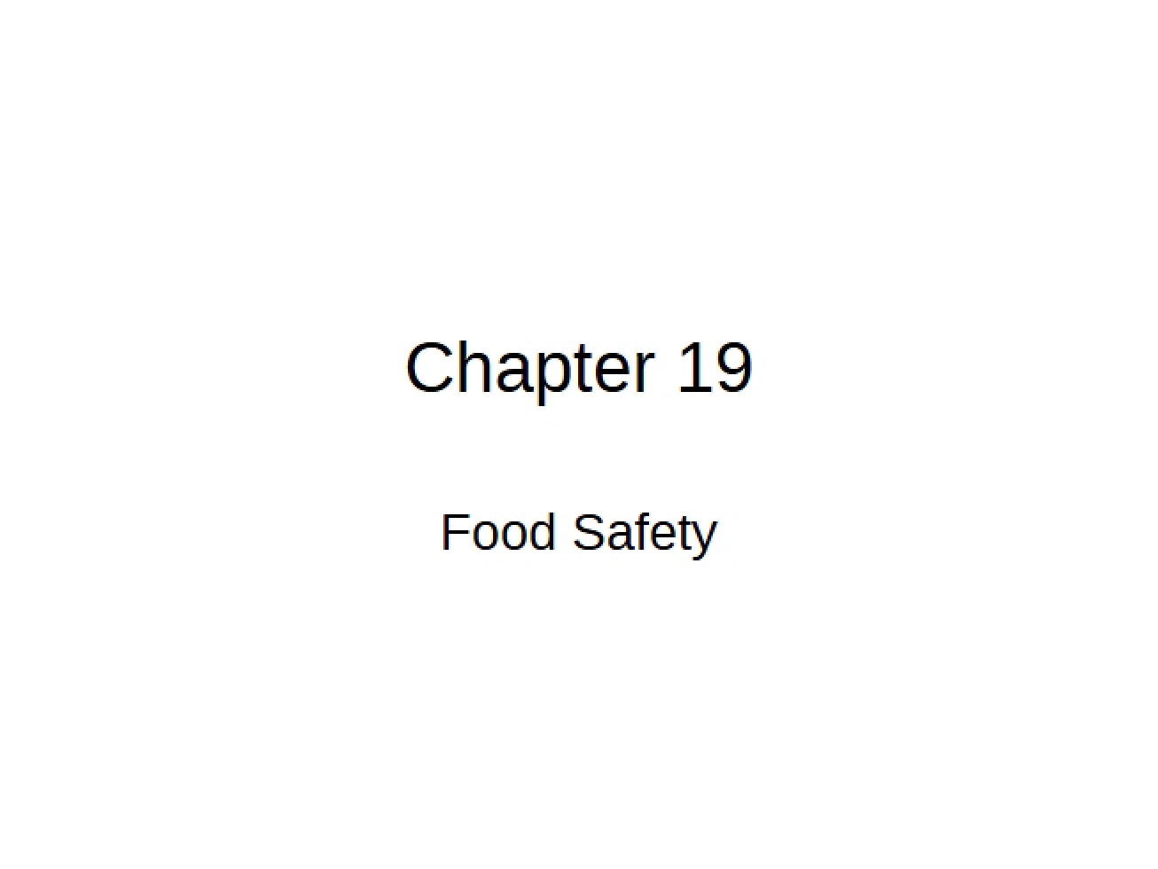Food Safety Overview