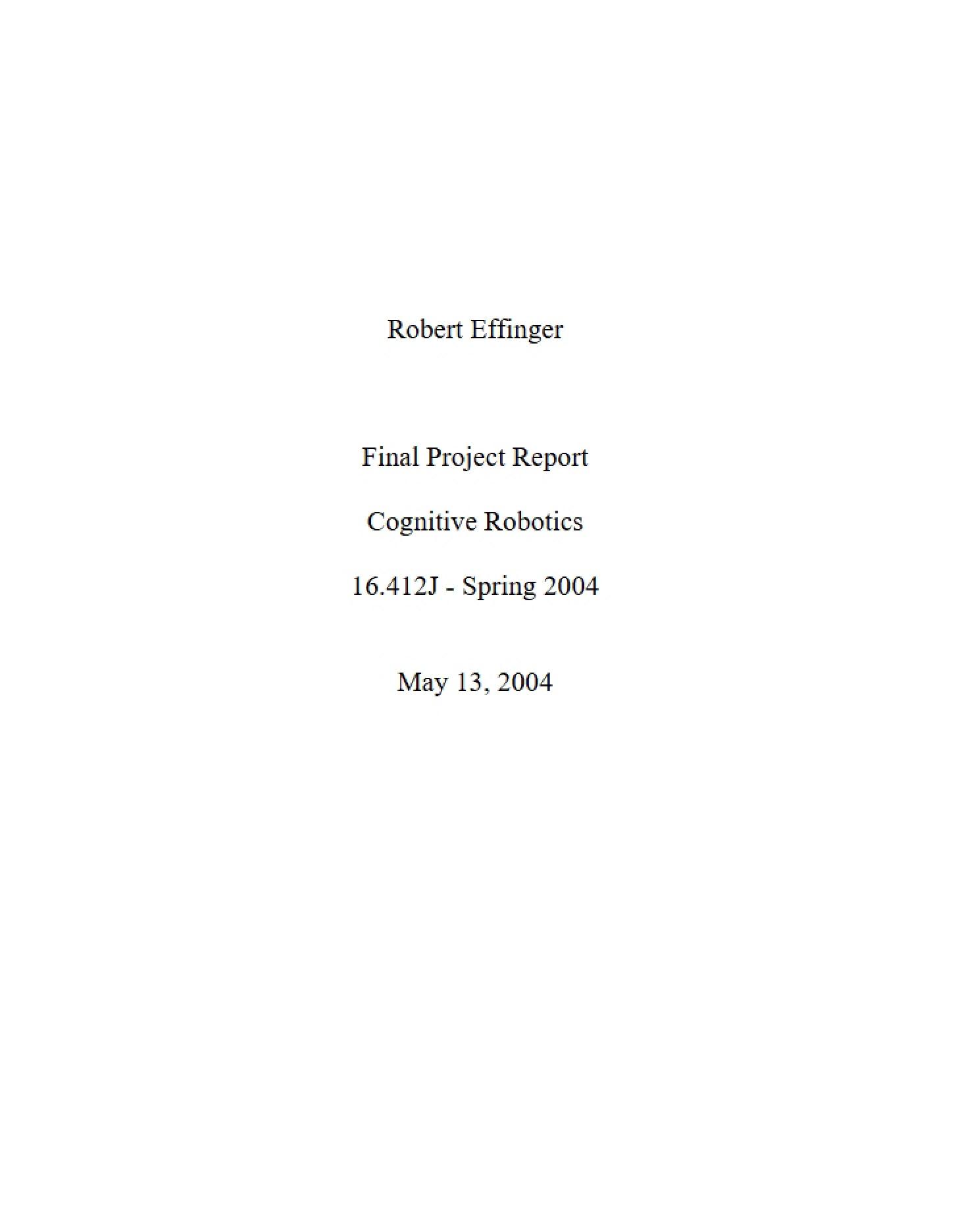 Cognitive Robotics Final Project Report
