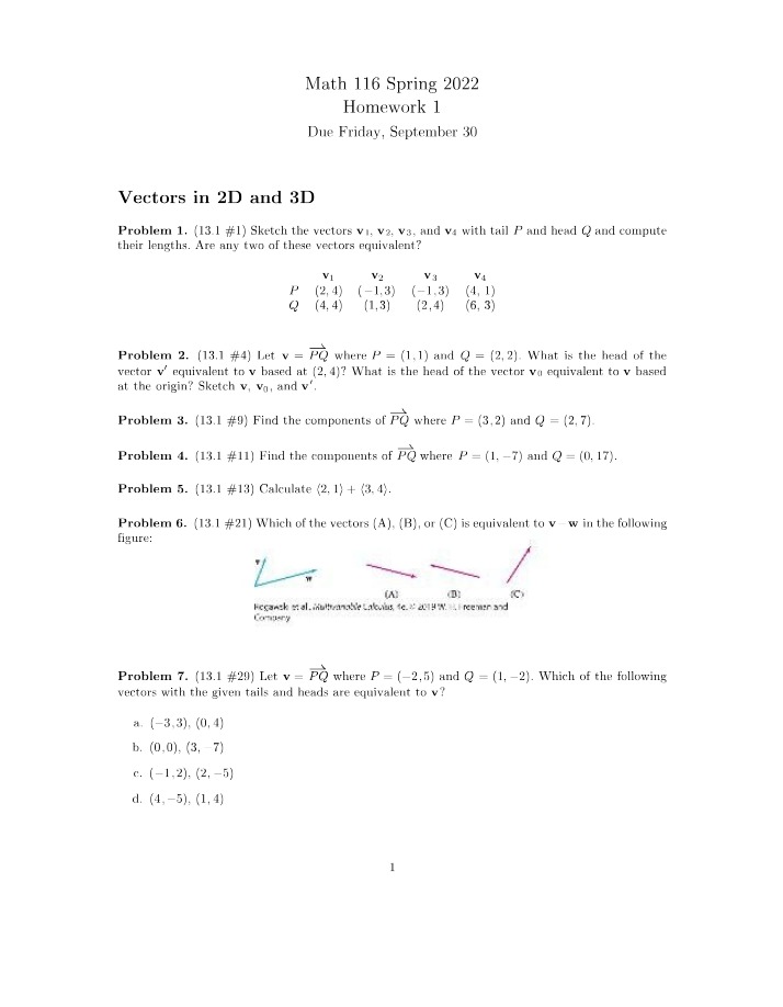 Problems for Homework 1