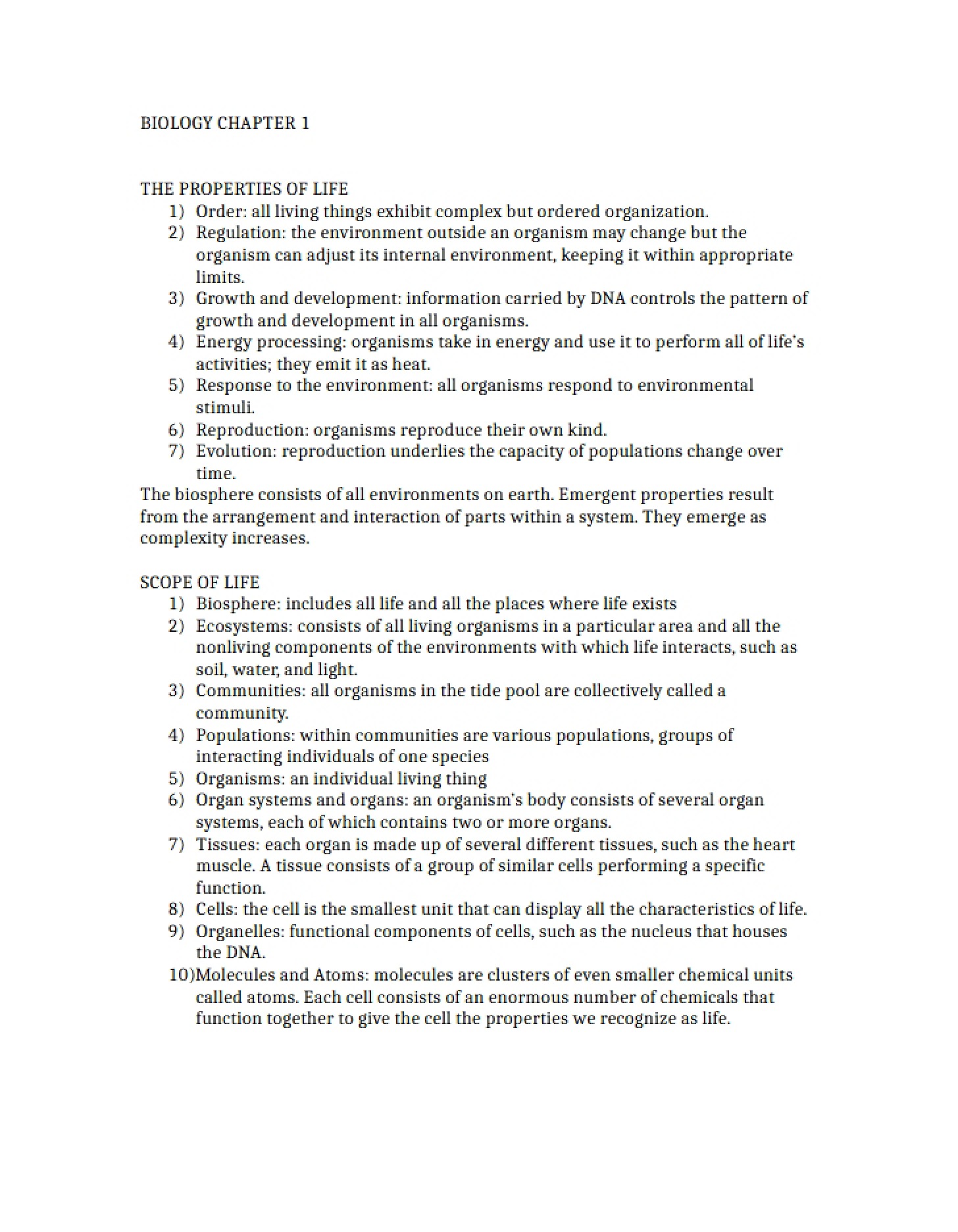 Chapter One Biology