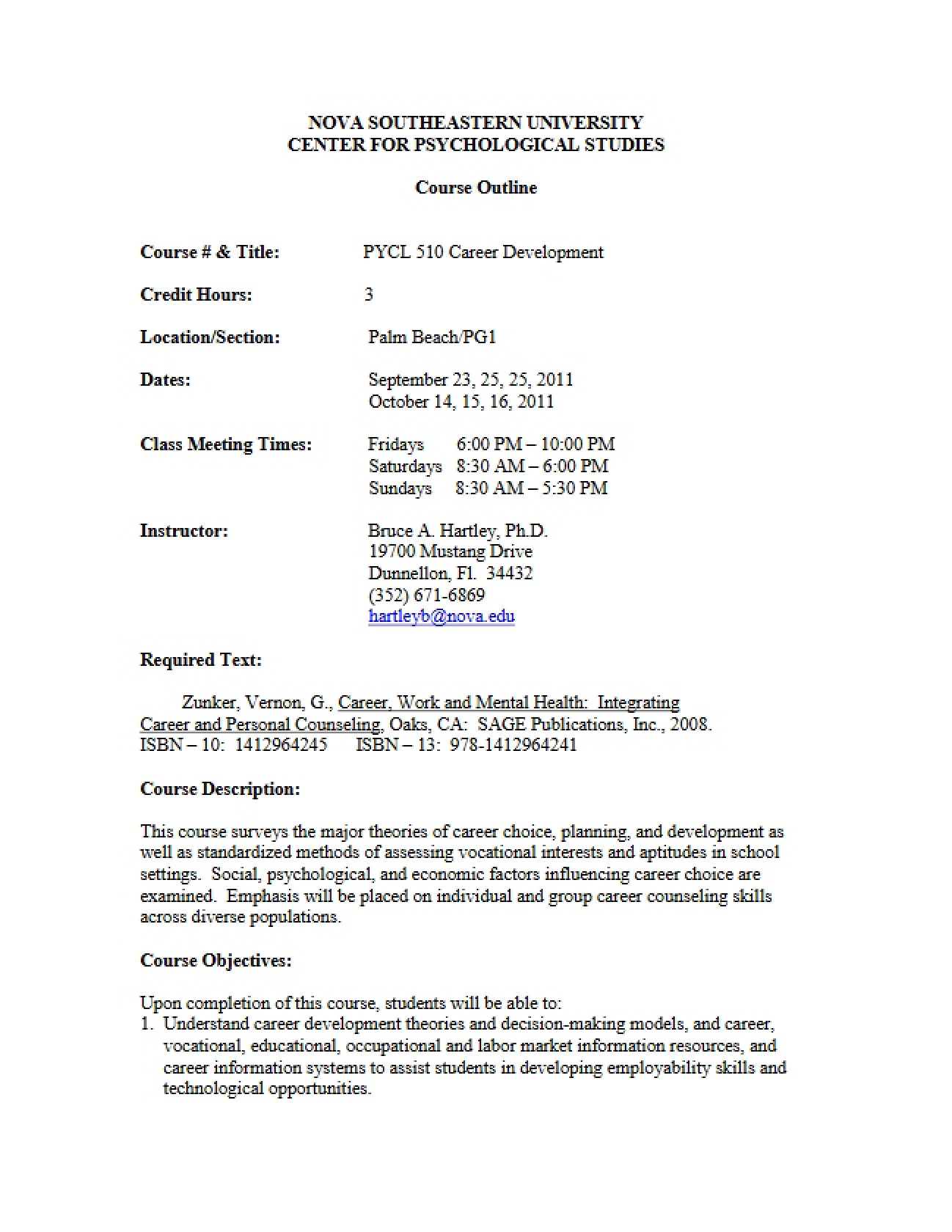 Outline of Career Development
