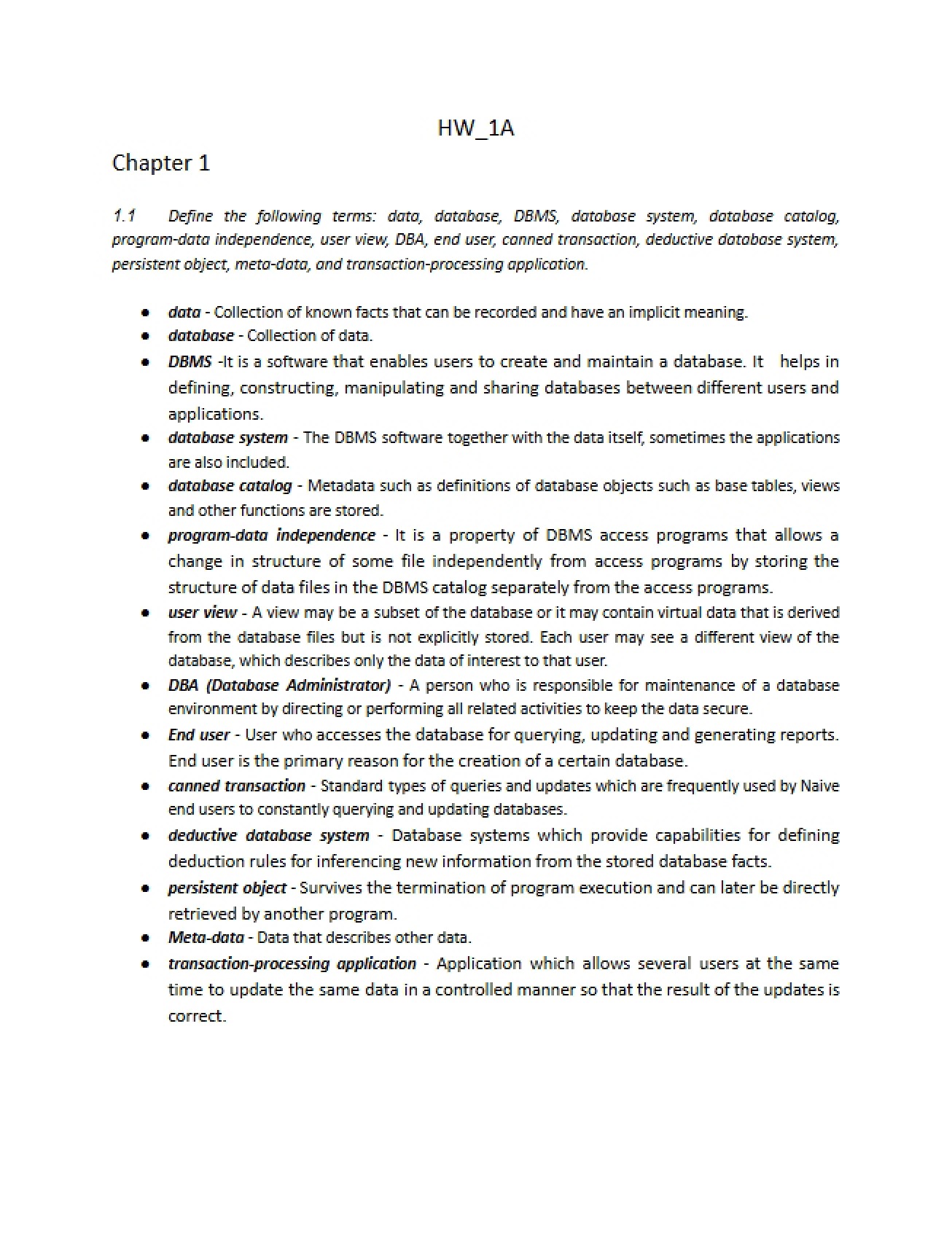 Homework Chapter 1