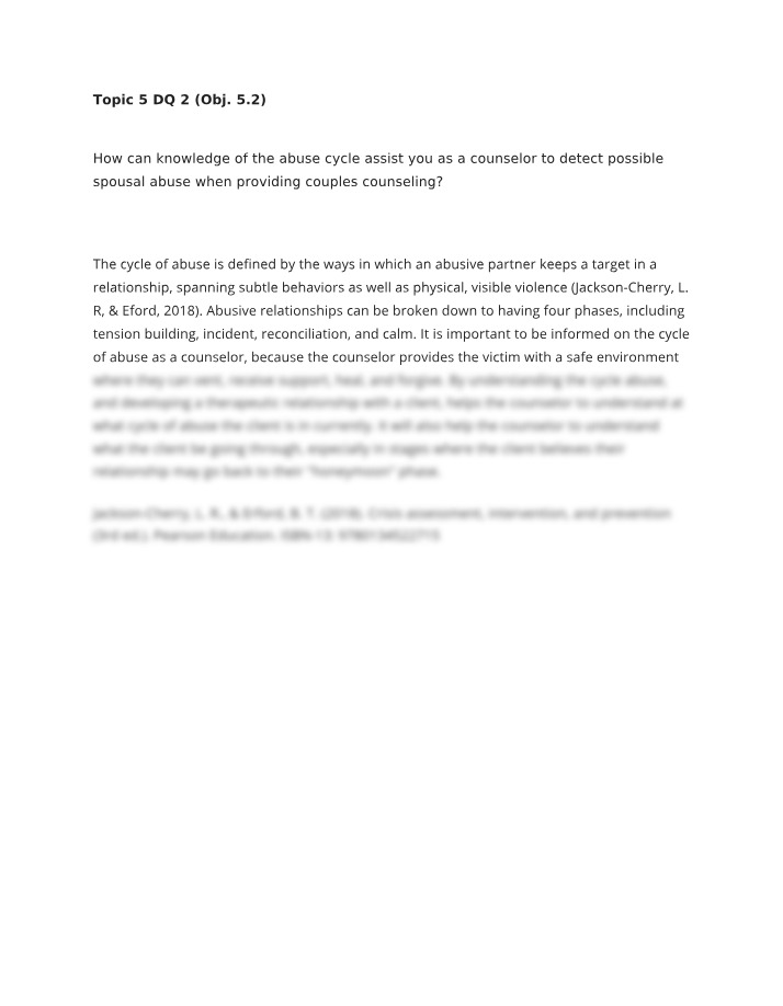Detecting Spousal Abuse in the Cycle of Abuse