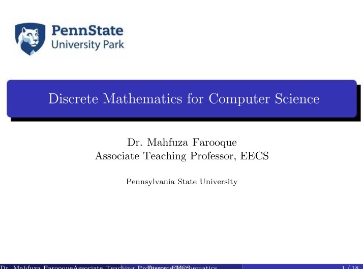 Course Outline for Discrete Mathematics for Computer Science