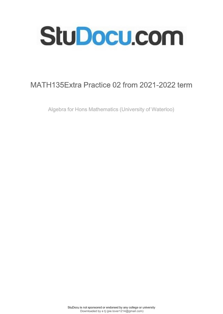 MATH135 Extra Practice 02 - 2021-2022 Term