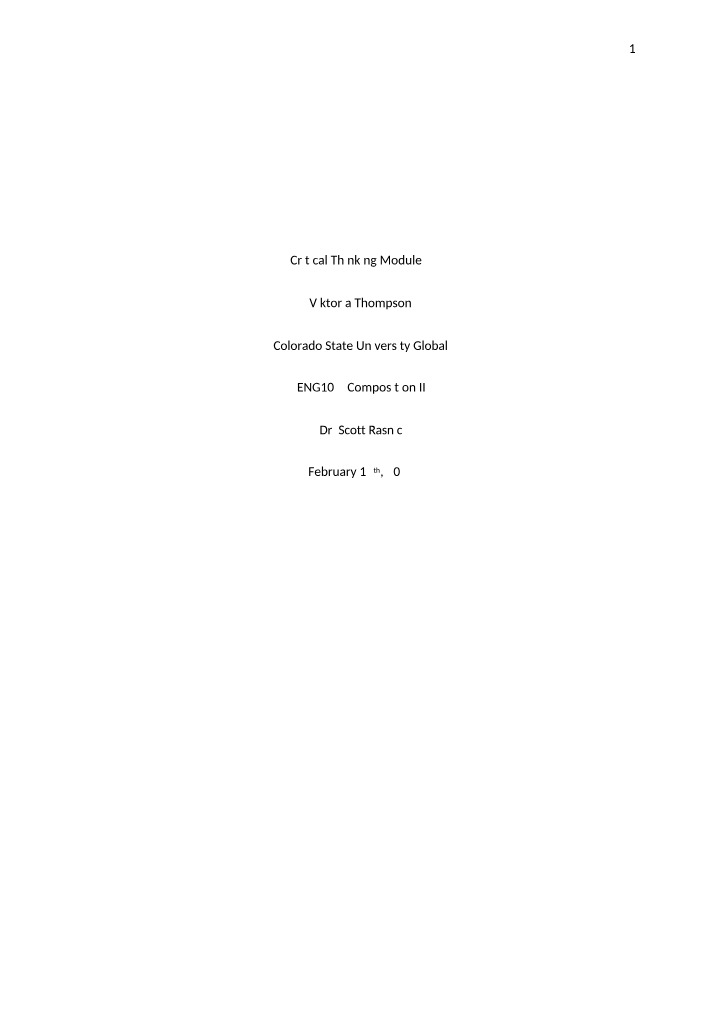 Module 4 - Critical Thinking