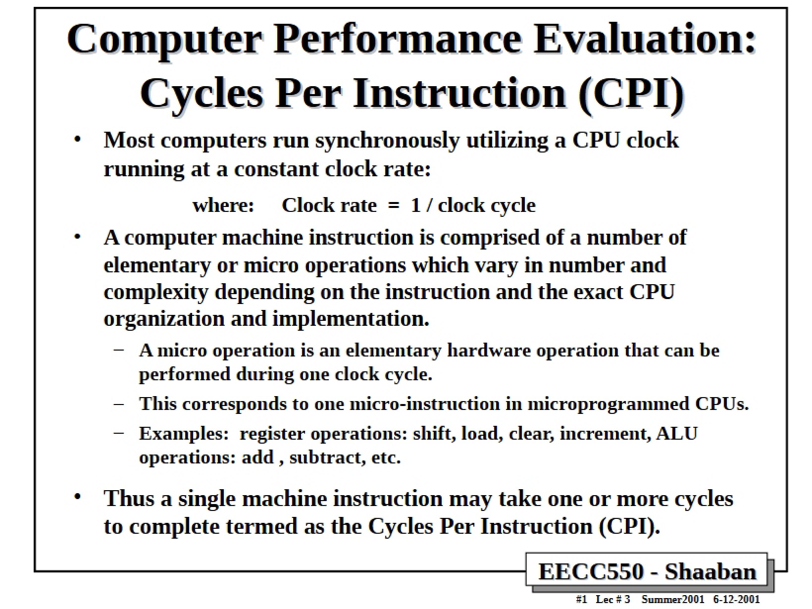 Evaluation of Computer Performance