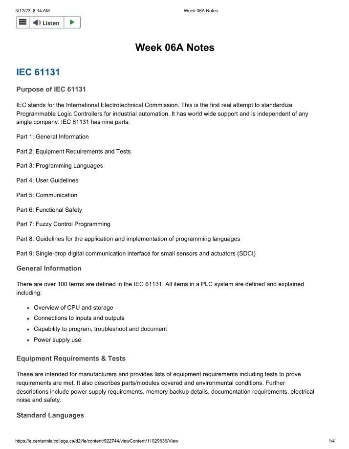 Industrial PLC Standardization - IEC 61131