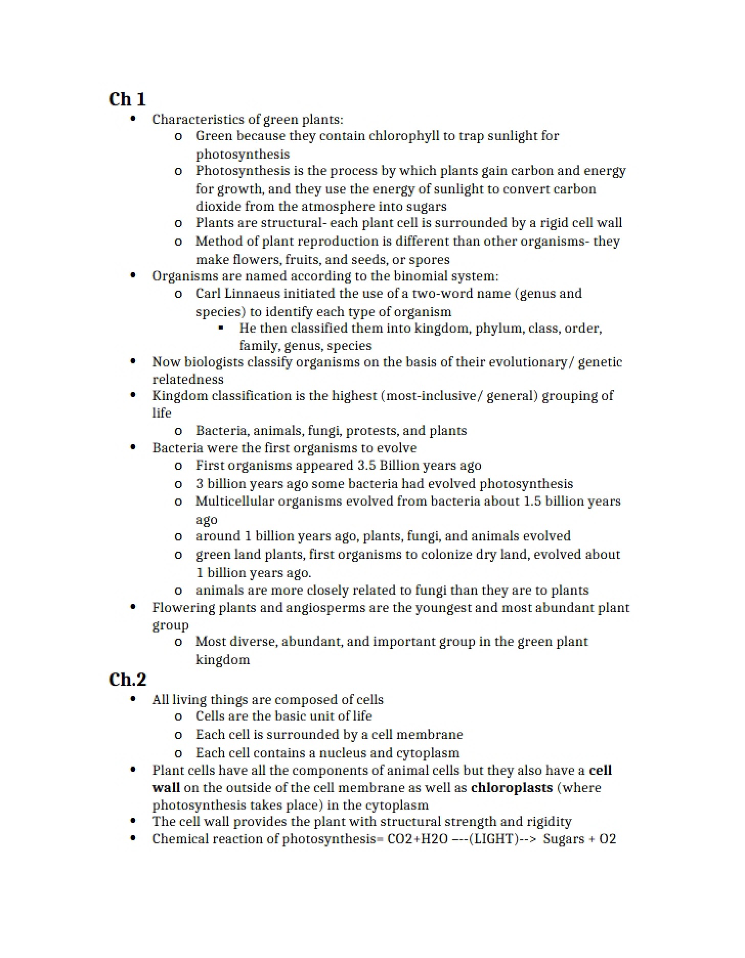 Distinguishing Traits of Green Plants