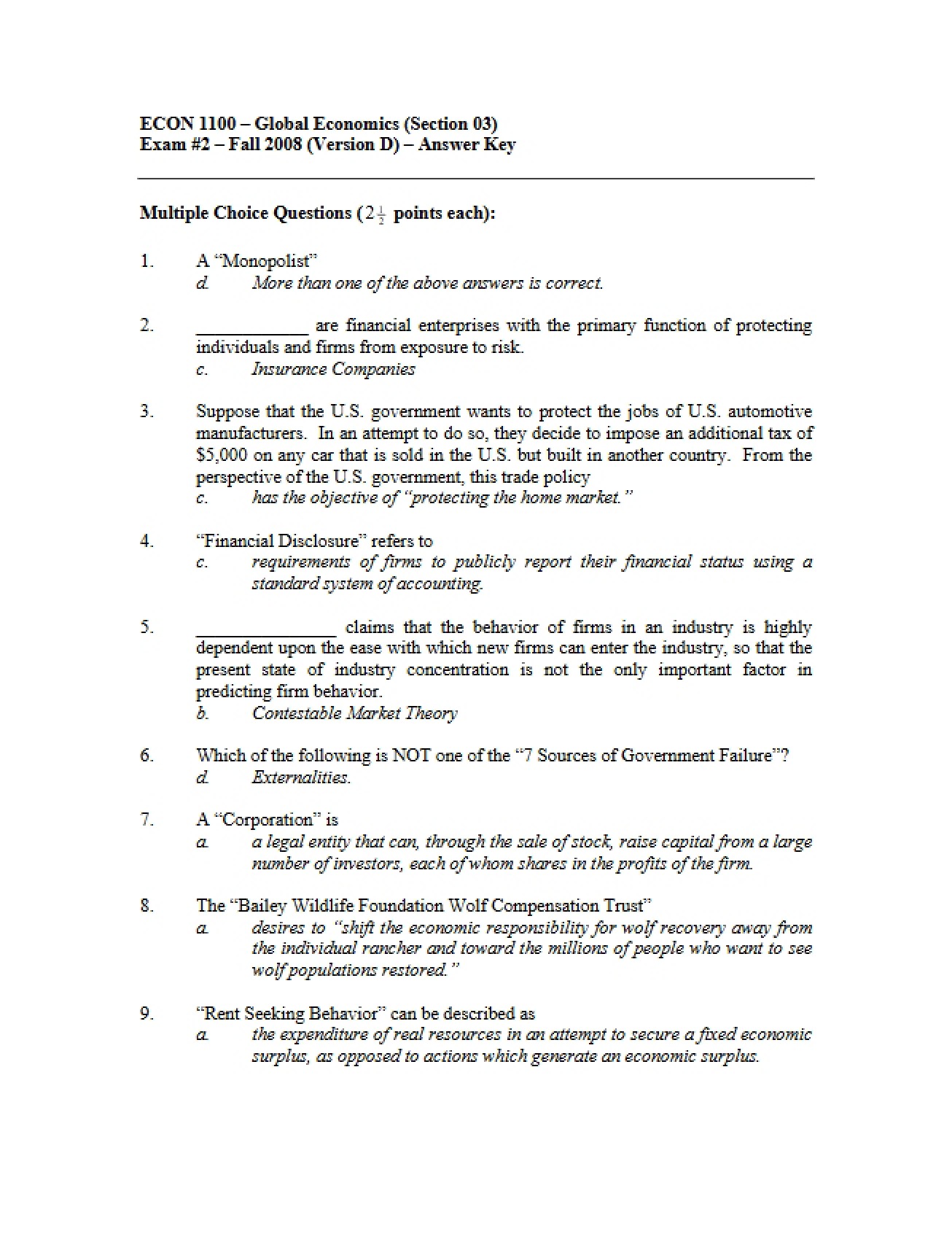 Study Material for Examination Two