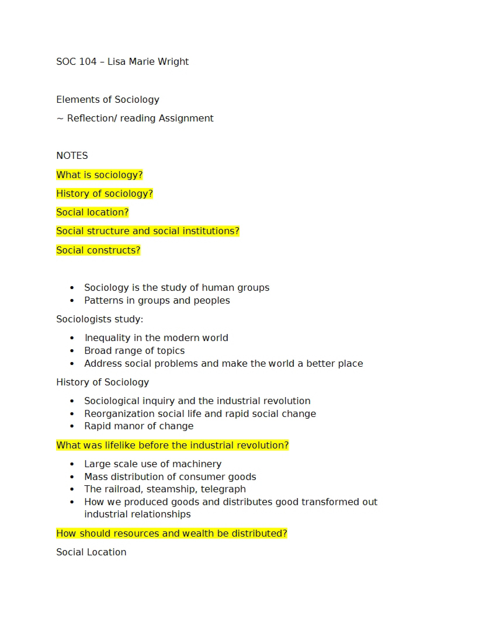 Sociological Elements
