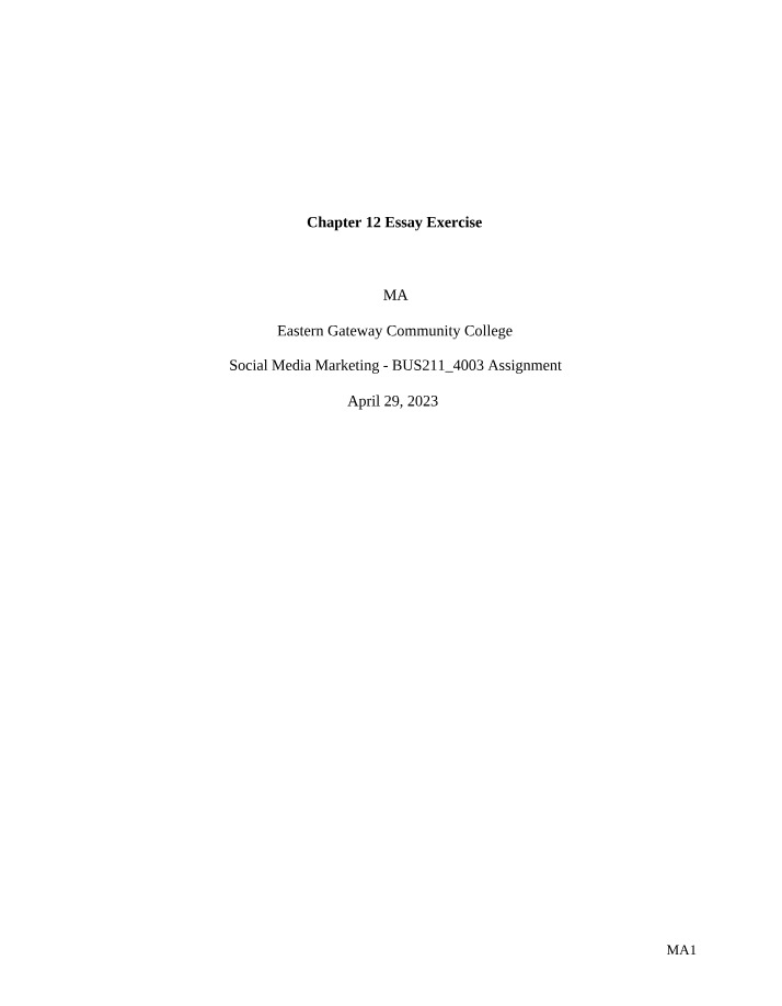 Chapter 12 Essay Exercise