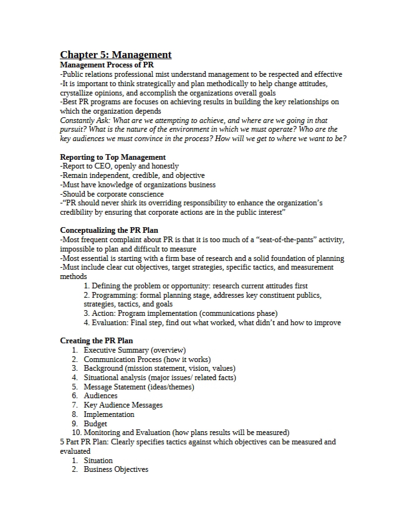 PR Management Chapter 5