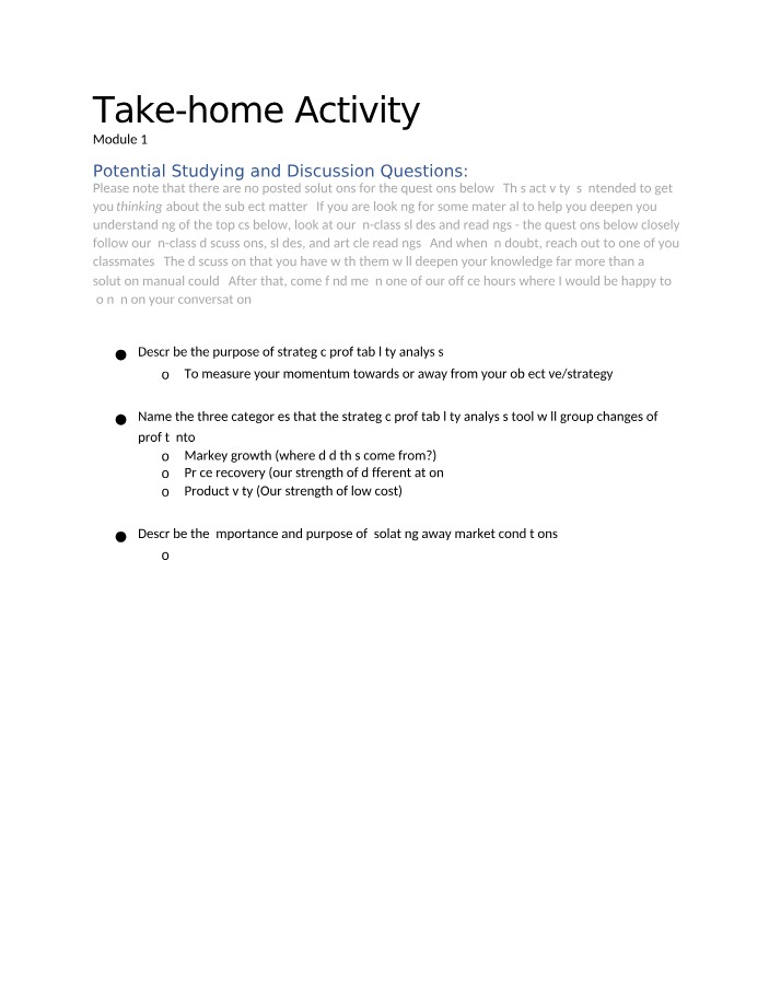 Strategic Profitability Analysis - Key Questions