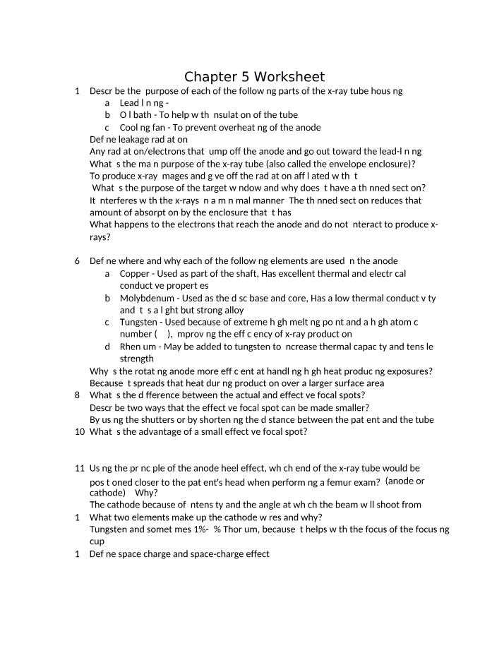 Worksheet - Chapter 5