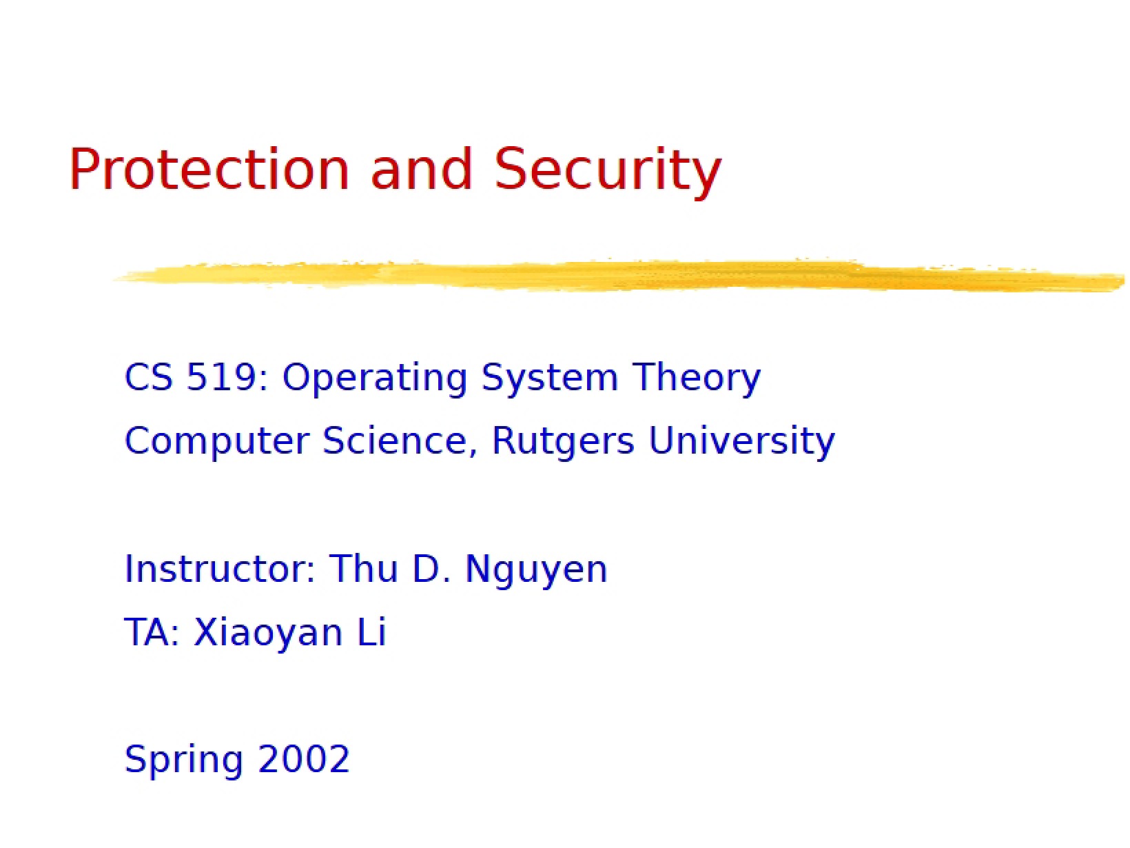 Security and Protection