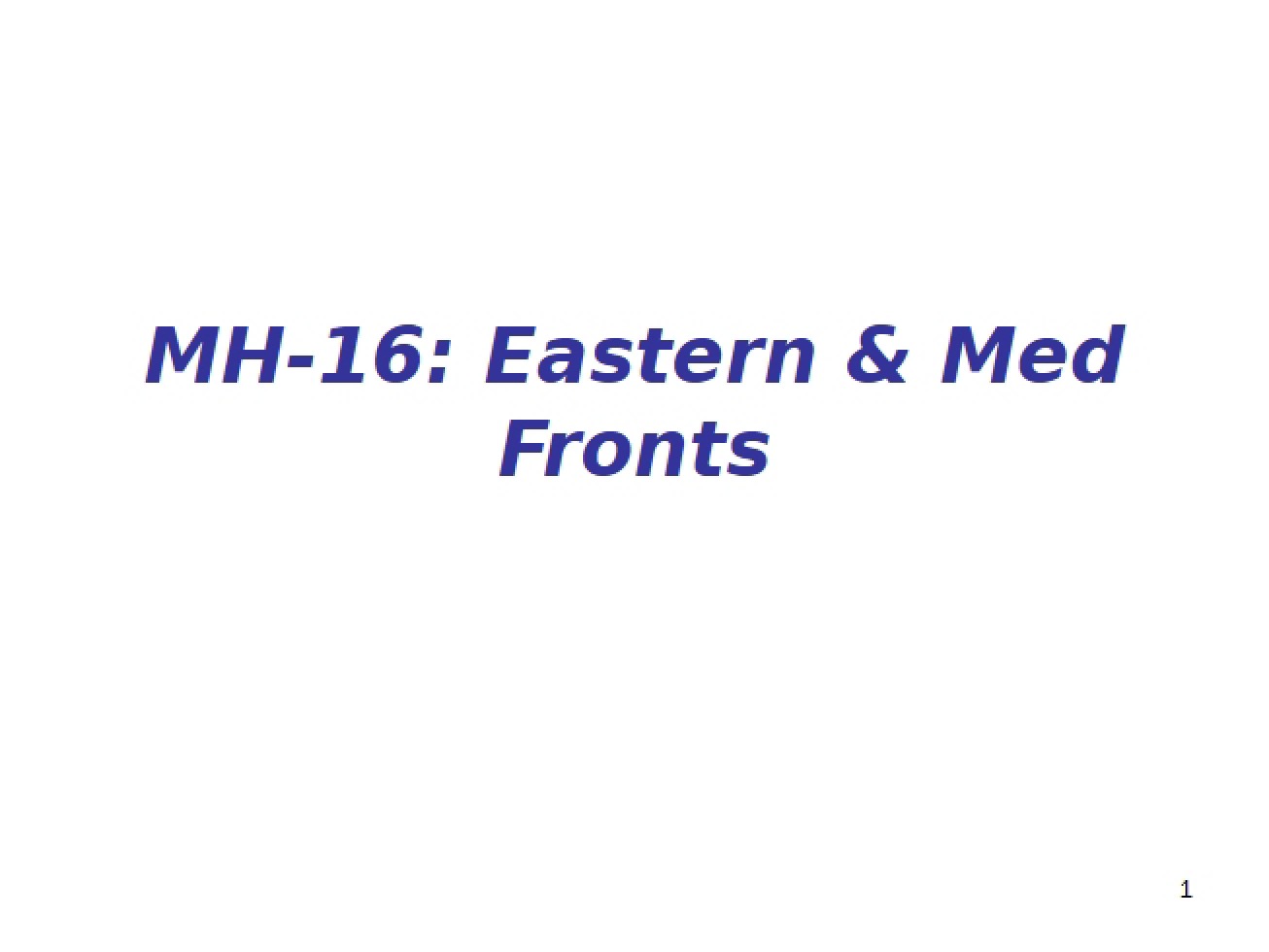 Fronts Eastern and Mediterranean