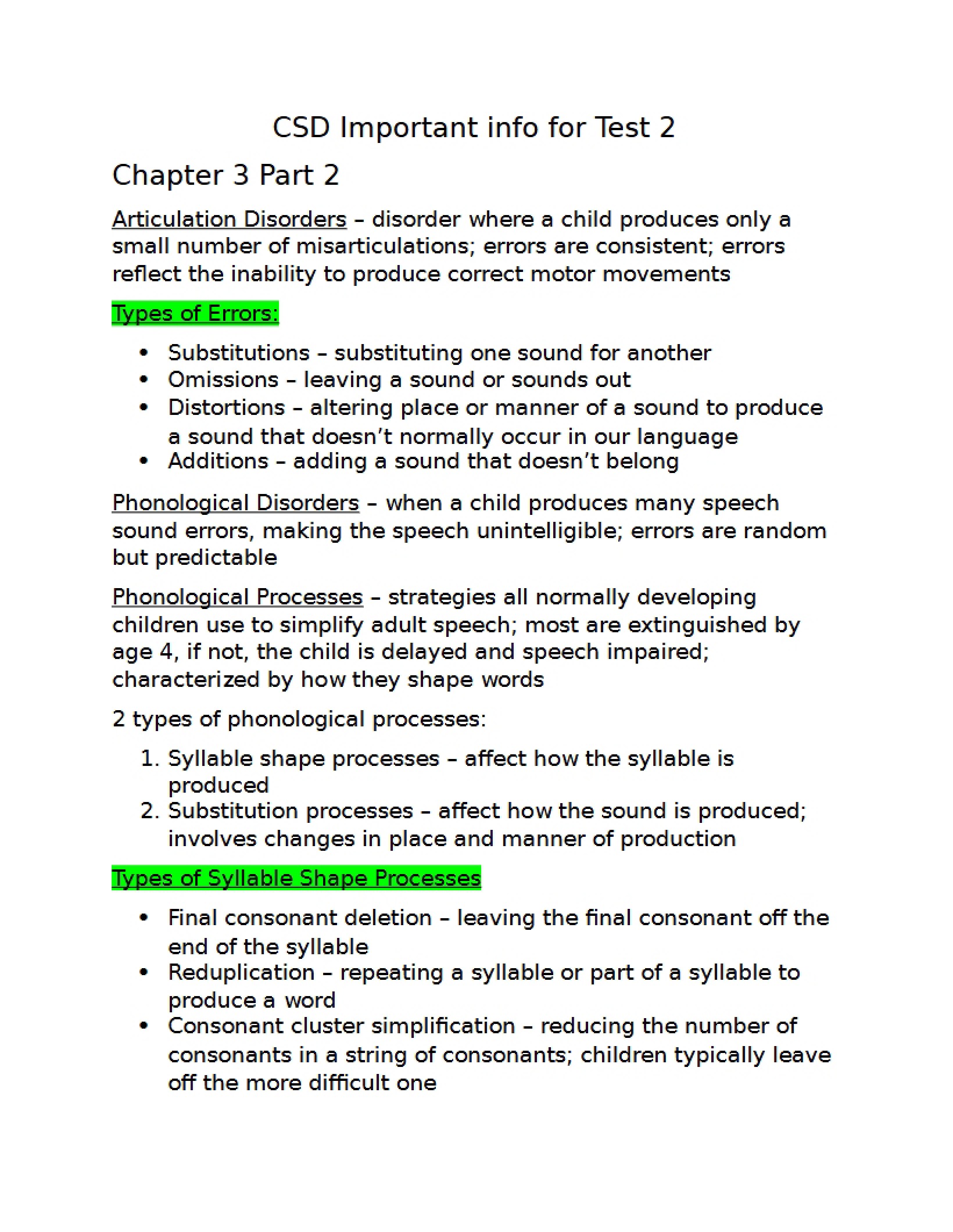Essential Information for Test 2