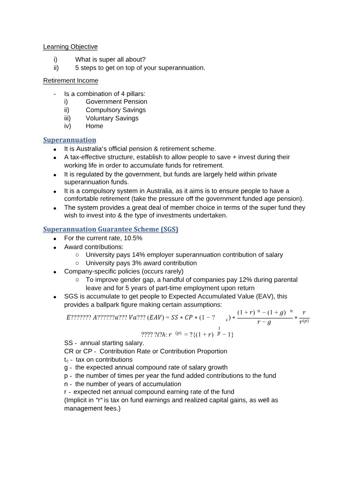 Guide to Superannuation