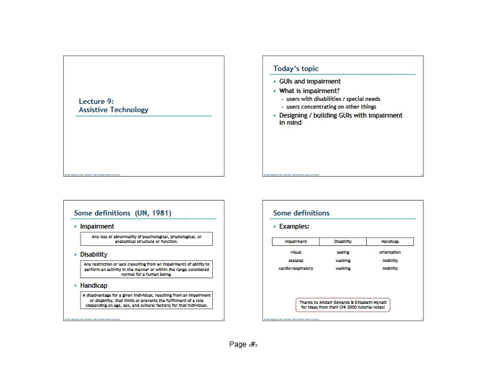 Assistive Technology (Lecture 9)