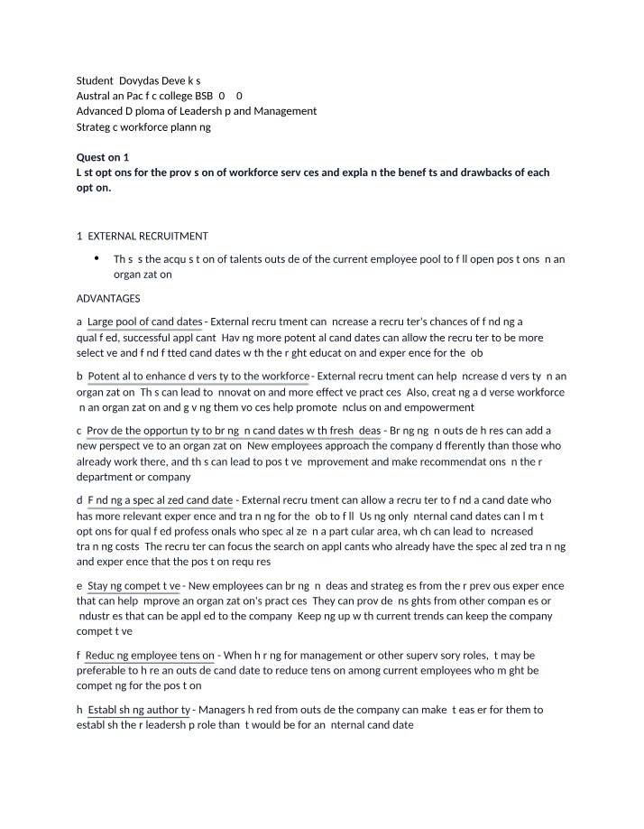 Assessment for Strategic Workforce Planning