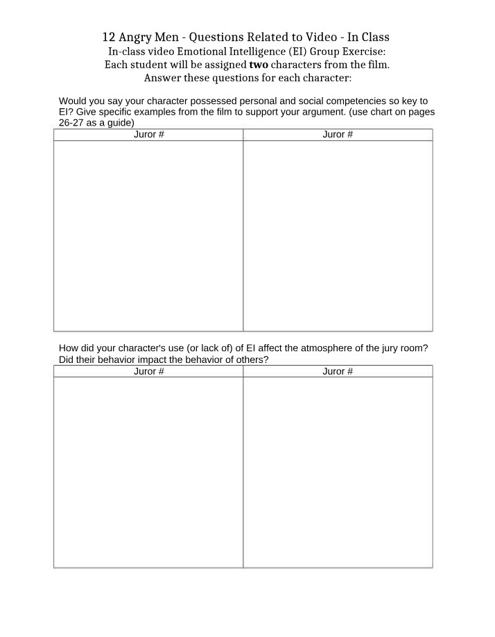 12 Angry Men - In-Class Video Questions