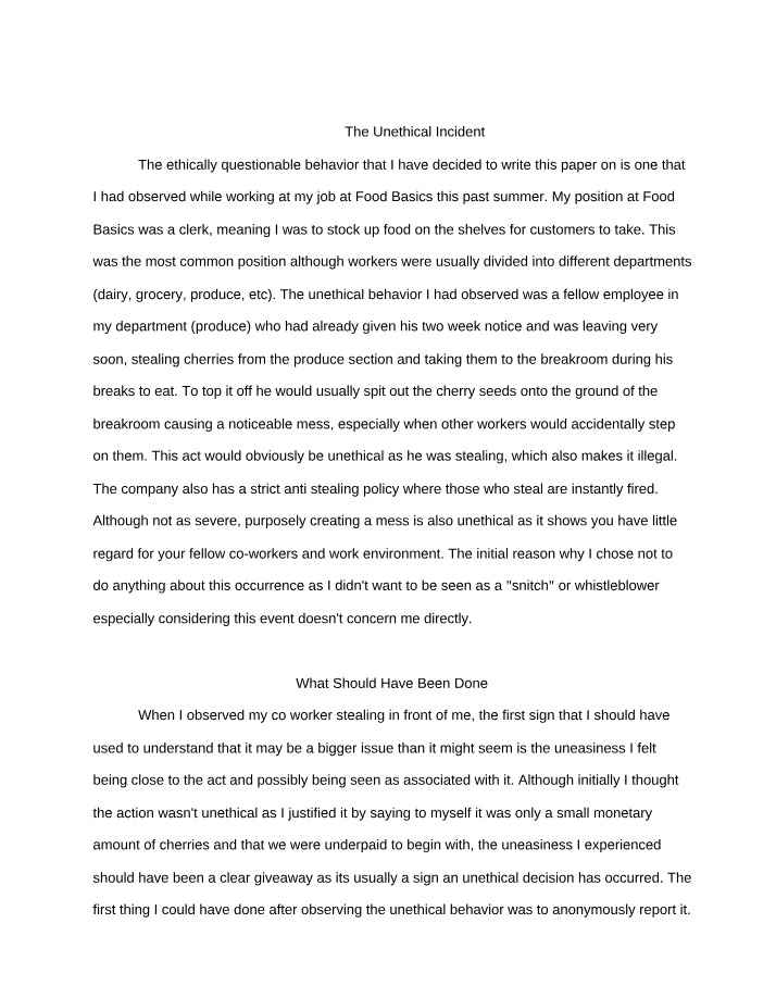 Case Study - Ethical Dilemma at Food Basics
