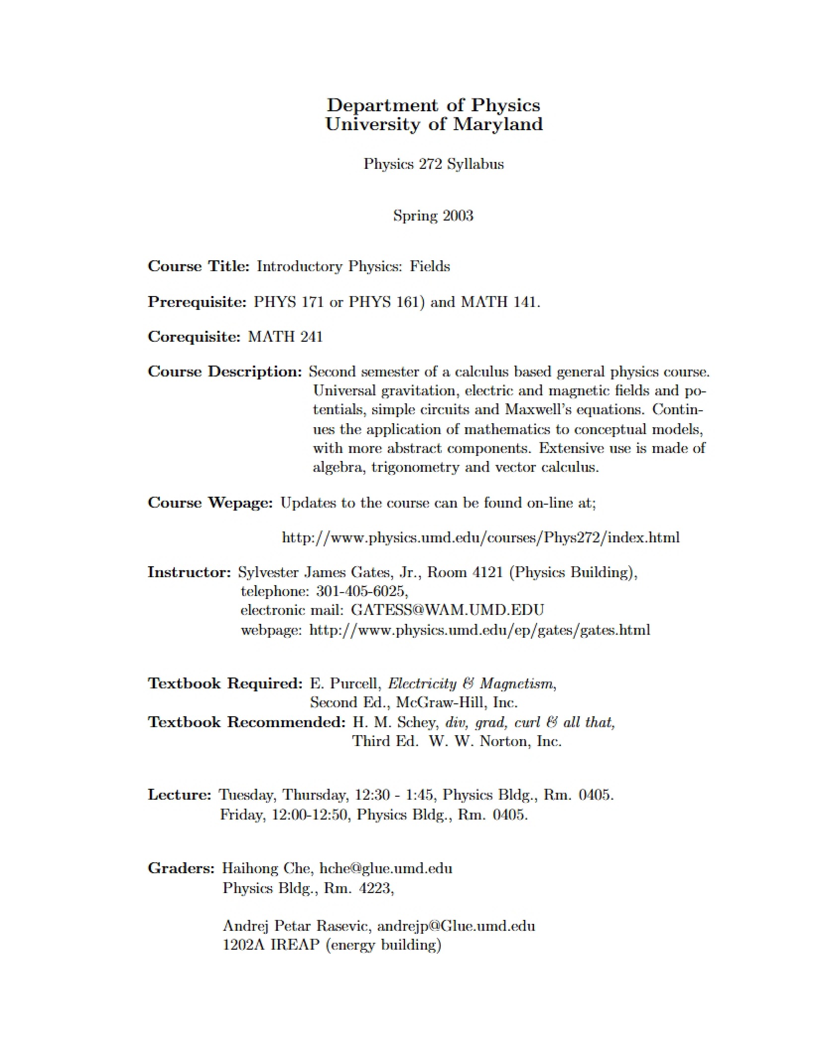 Fields Course Syllabus