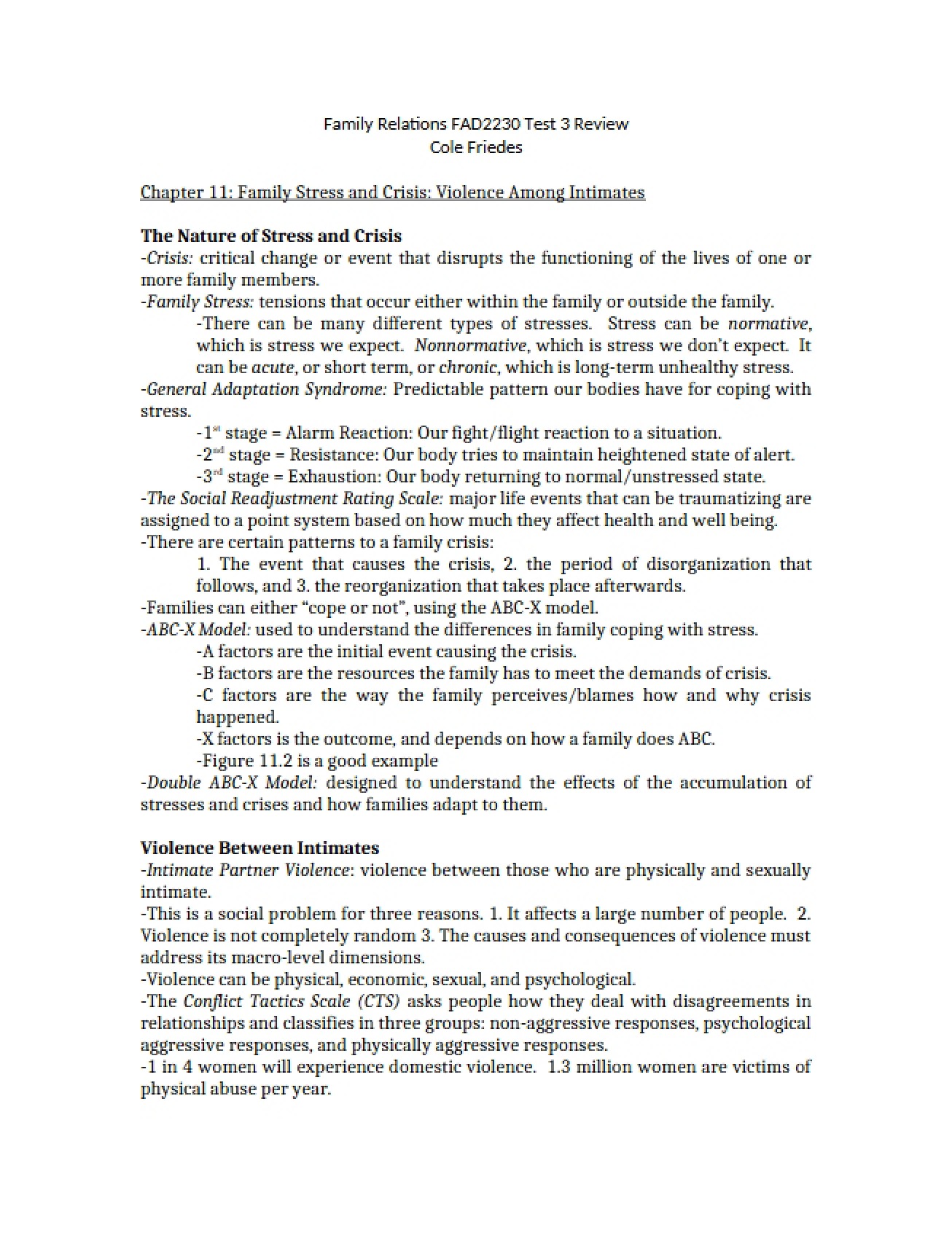 Third Test Comprehensive Review Sheet