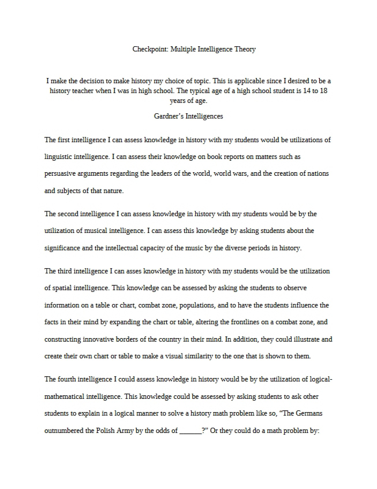 Gardner's Theory of Multiple Intelligences