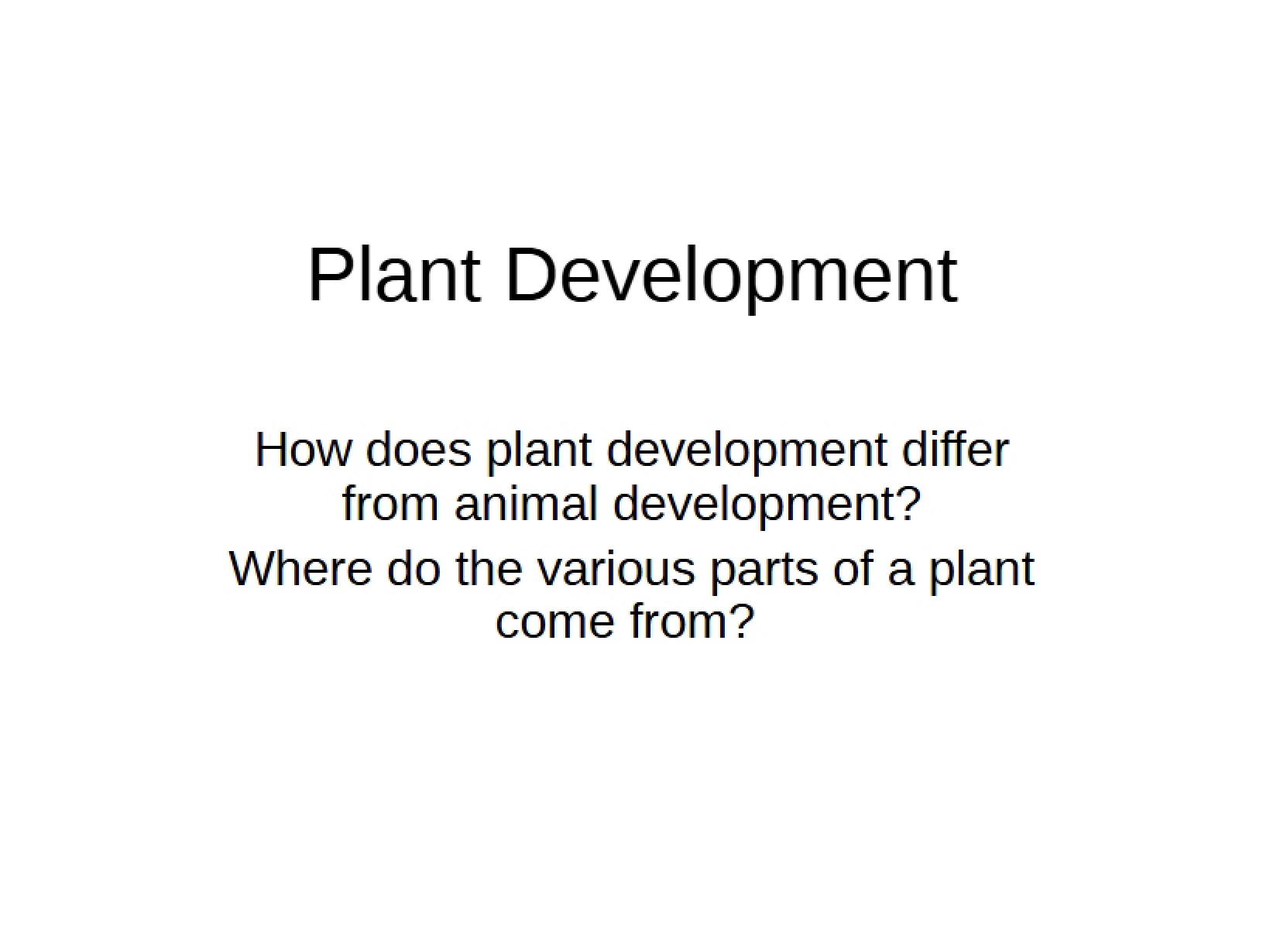 Development of Plants Lecture 10