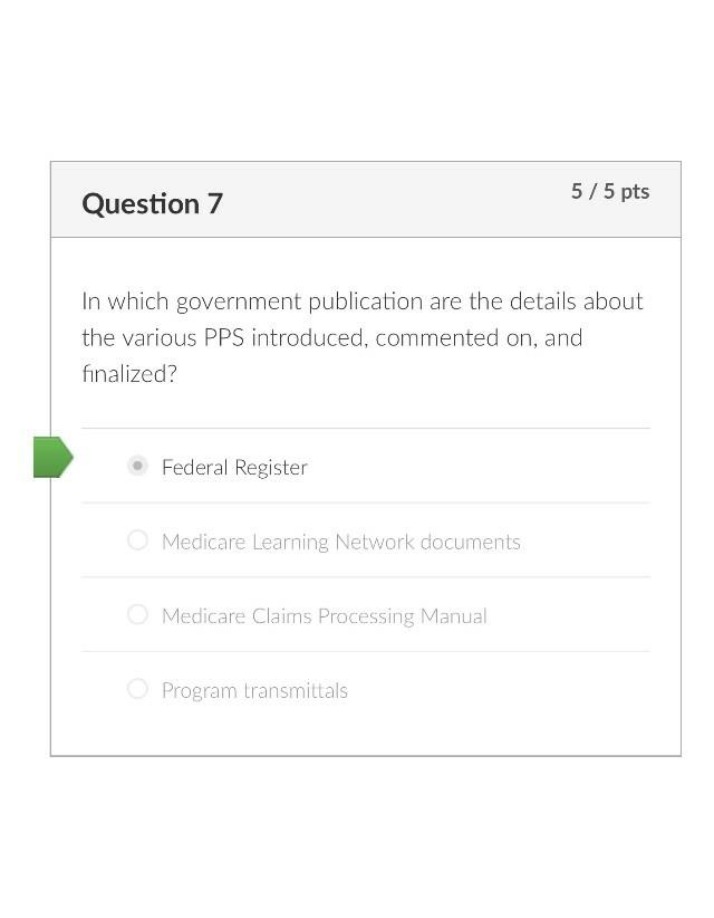 PPS Federal Register Government Publication