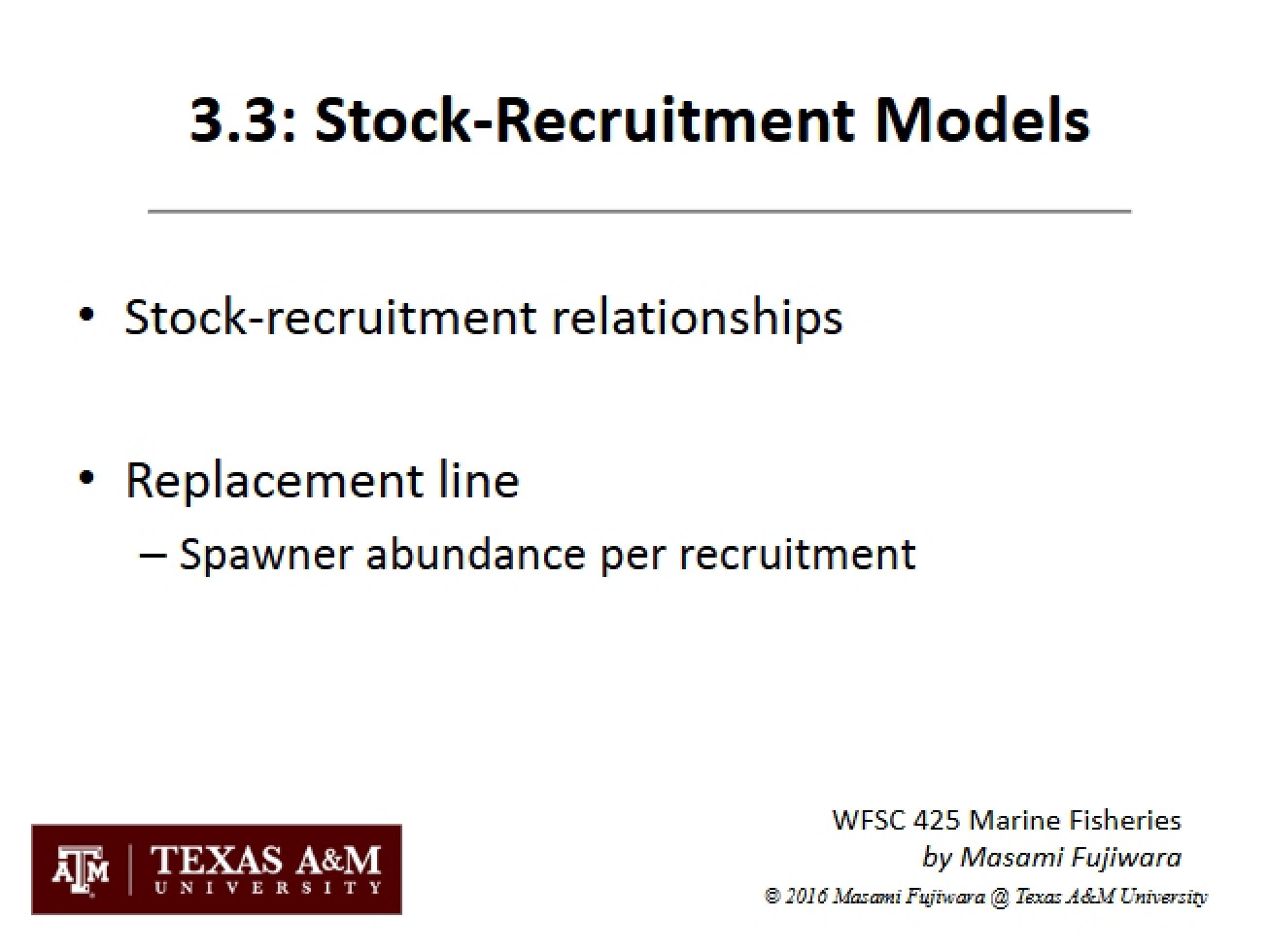 Stock Recruitment Models